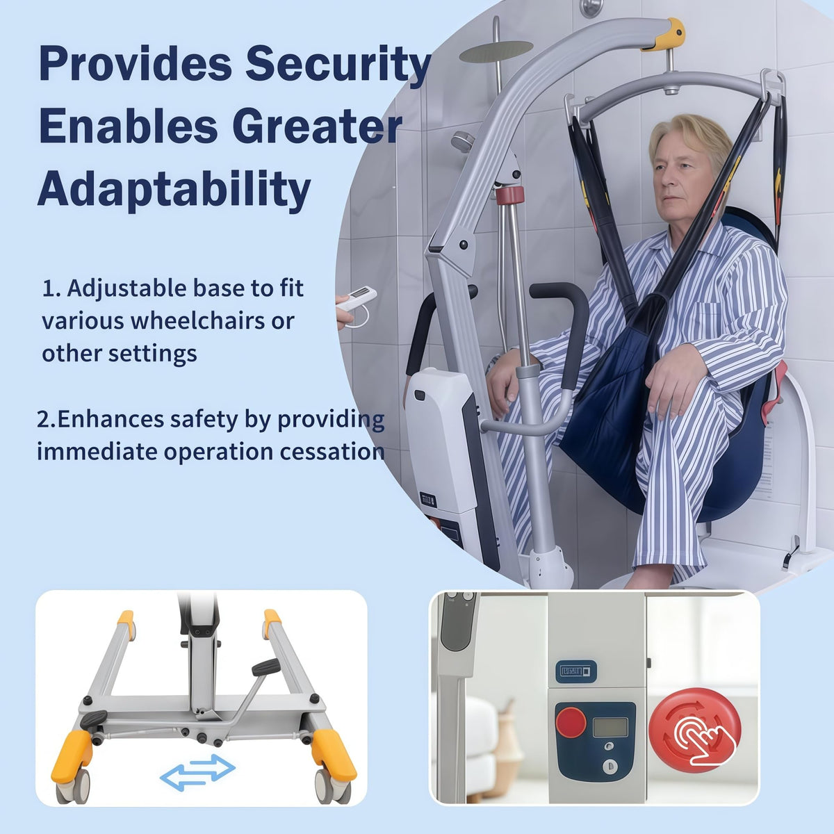 Carearise 2026-Upgrade Aluminum Electric Patient Lift for Home Use, Lightweight Premium 380lbs Patient Lift | Folding Body Transfer Lift for Car | New Version with Sling