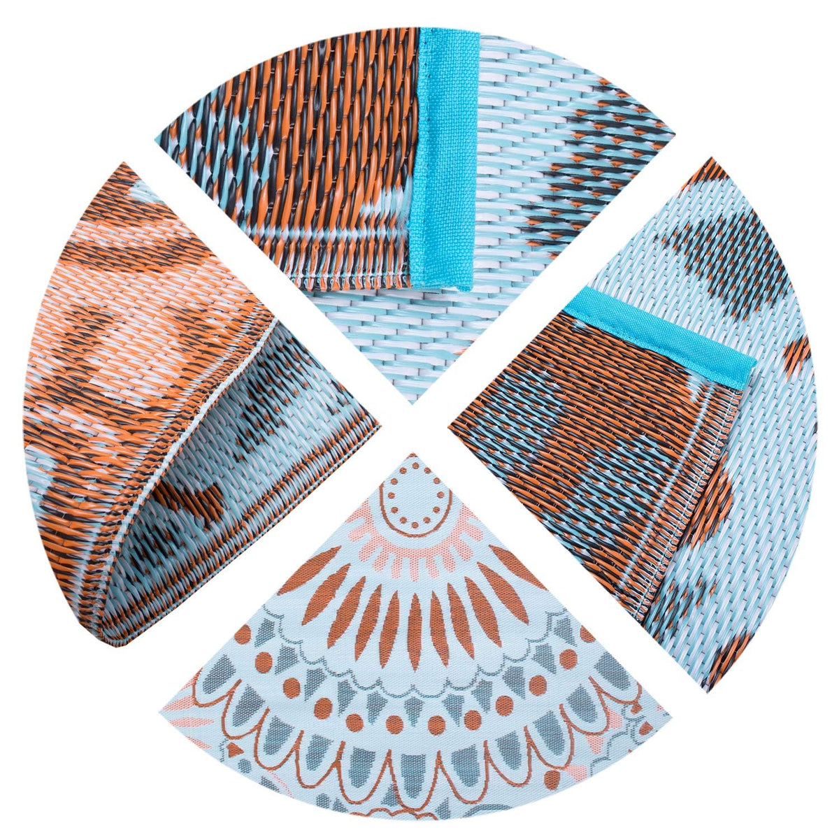 Santextile Reversible Outdoor/Indoor Plastic Straw Rugs Waterproof Portable Mat Easy to Clean Outdoor Patio Mat, Perfect for Garden, Patio, Picnic, Decking-（Blue,9x18Ft）
