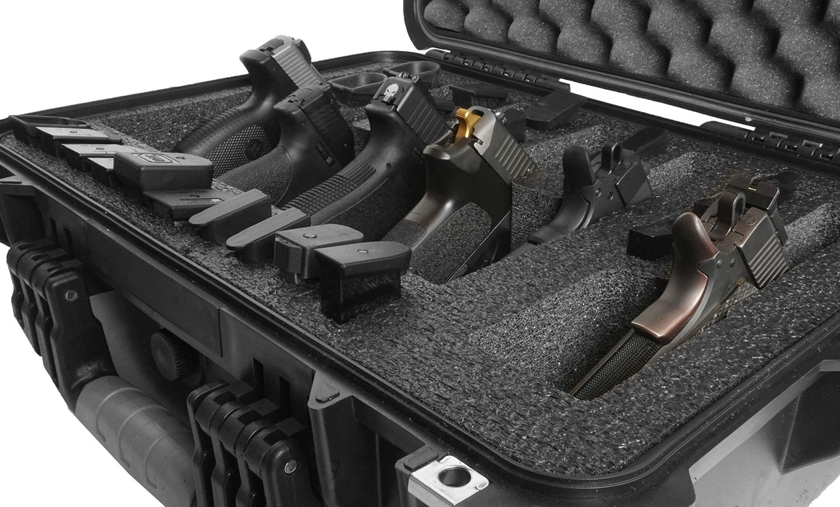 Case Club 6 Pistol and 27 Magazine Pre-Cut Heavy Duty Waterproof Case (Upgraded Gen-2)