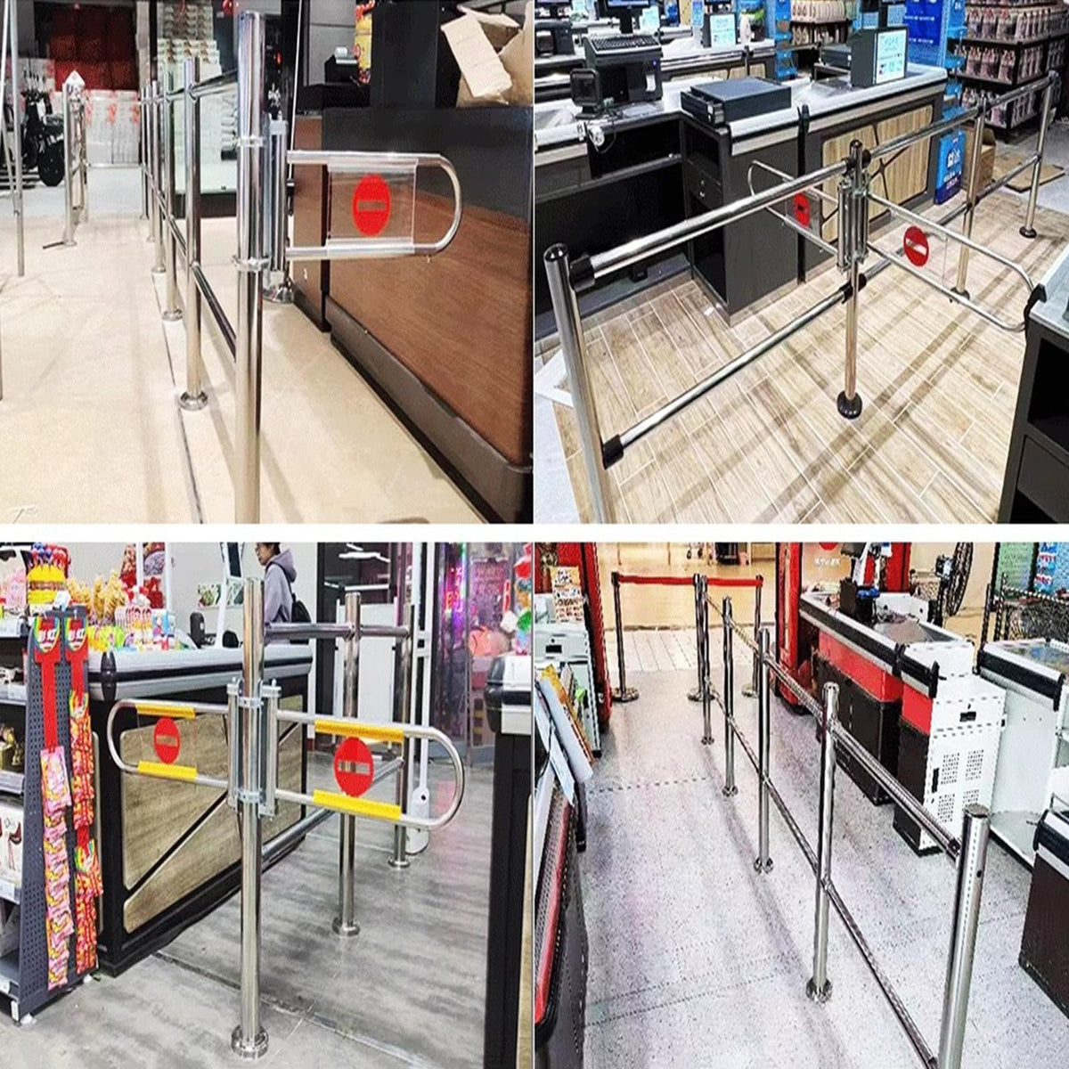 WXPWAMZ Metal Swing Safety Gate for Supermarket - Spring-Loaded One-Way Import/Export Entrance Automatic Closing Pedestrian Access Door Cashier Counter (Silver 55-80CM)