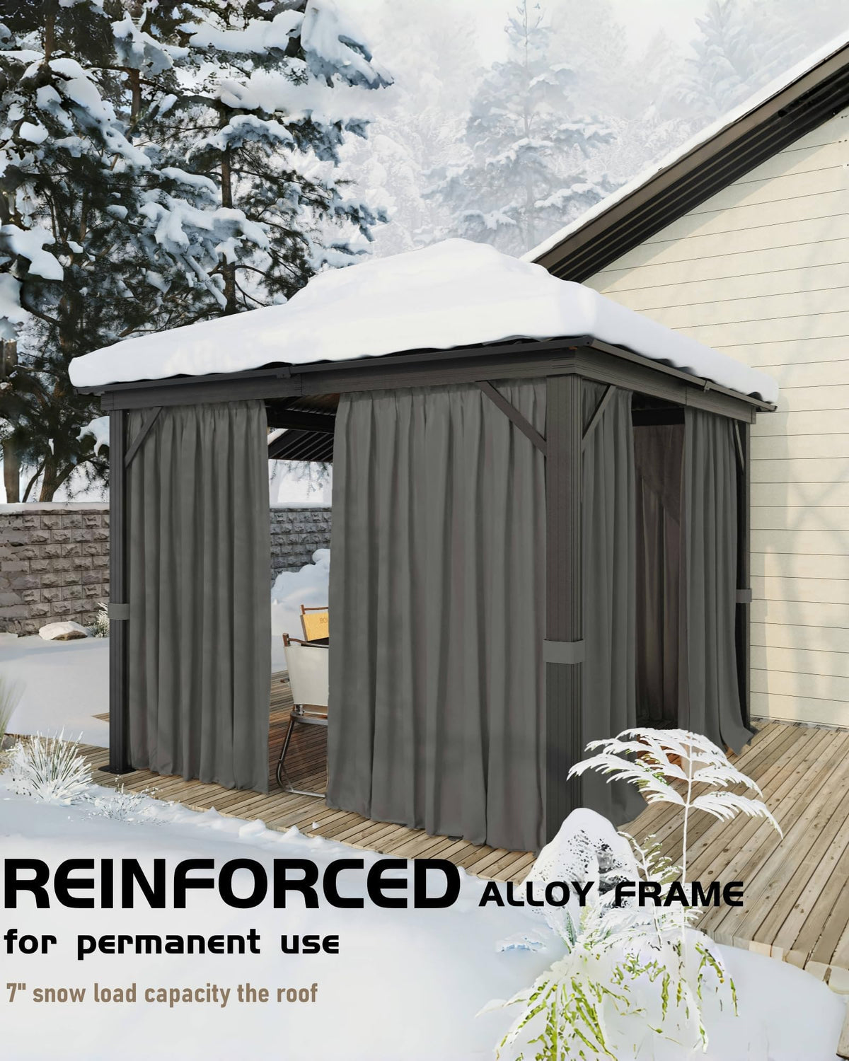 IDEALHOUSE 10x10Ft Hardtop Gazebo - Aluminum Frame Permanent Pavilion with Double Roof, Mosquito Netting & Privacy Curtains for Patio, Garden, Deck & Backyard Parties