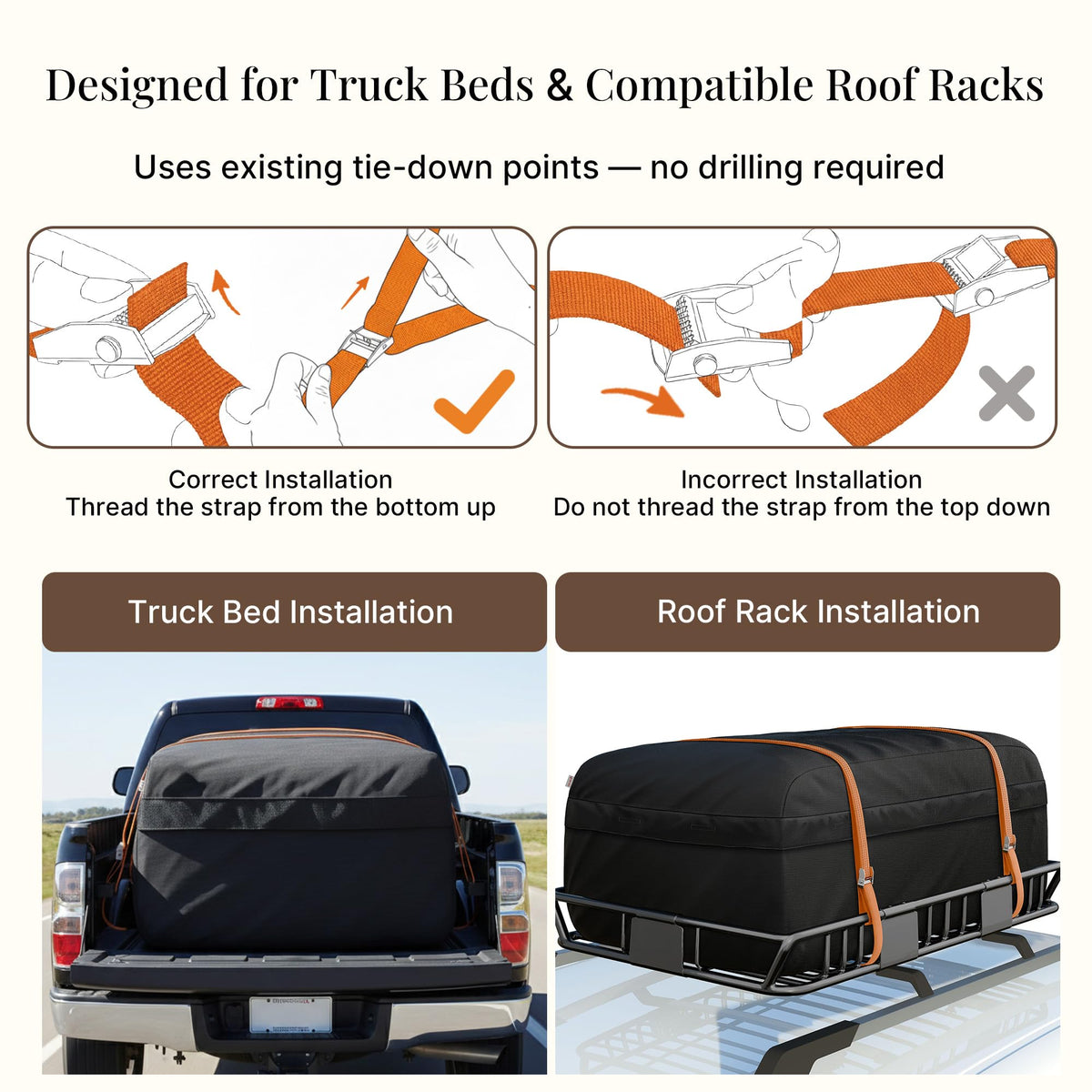 iBirdie Truck Bed Cargo Bag, 32 Cubic Feet Waterproof Storage Box, 1200D Heavy Duty, Size 60'' × 37'' × 25'', Foldable Soft-Shell Cargo Organizer with Straps