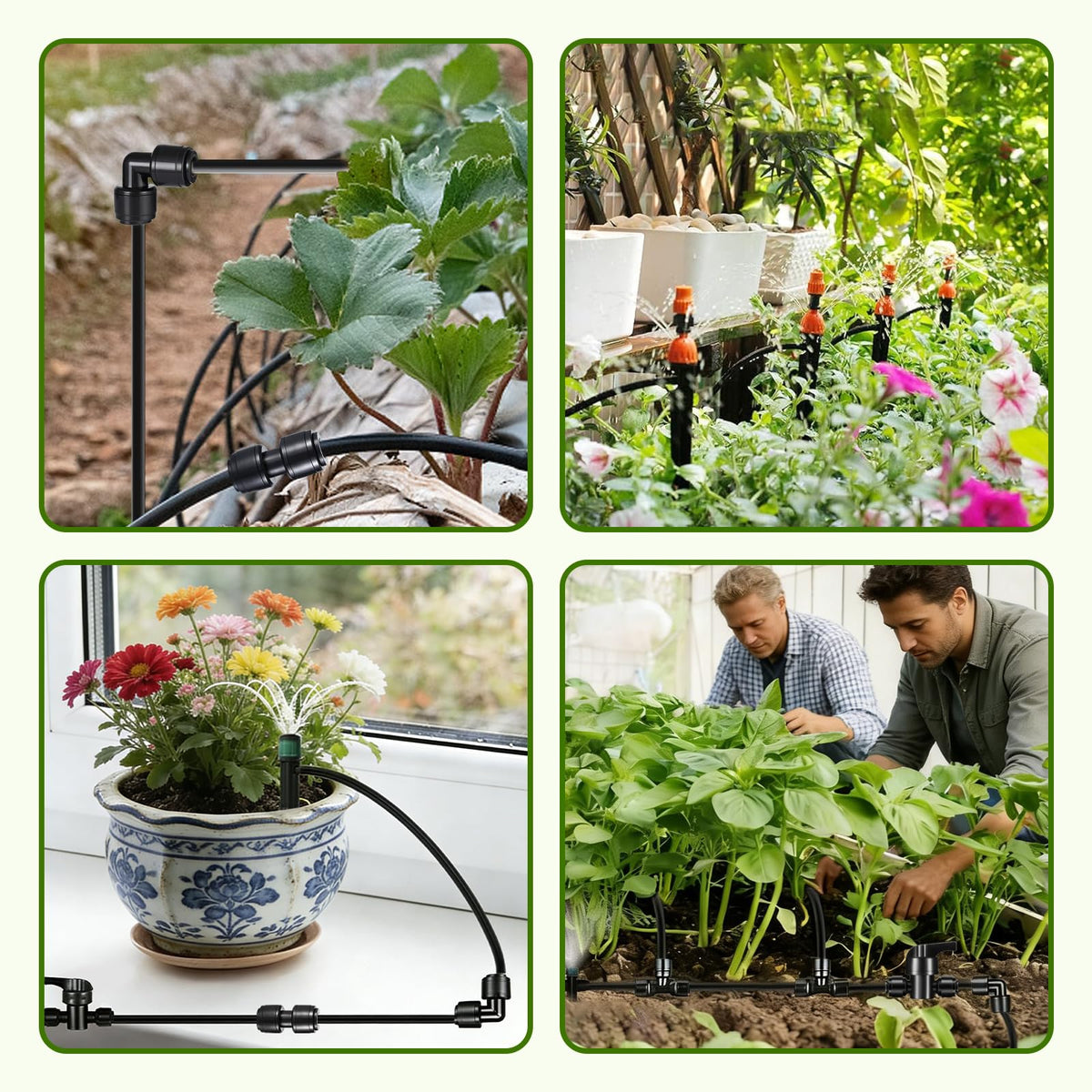 47 Pack Quick Connect 1/4" Drip Irrigation Fittings Kit, 1/4'' Drip Irrigation Tubing Push-to-Fit Connectors Parts- 5 Shut Off Valve, 10 Tees, 10 Couplings, 10 Elbows,10 End Plugs, 2 Faucet Adapters