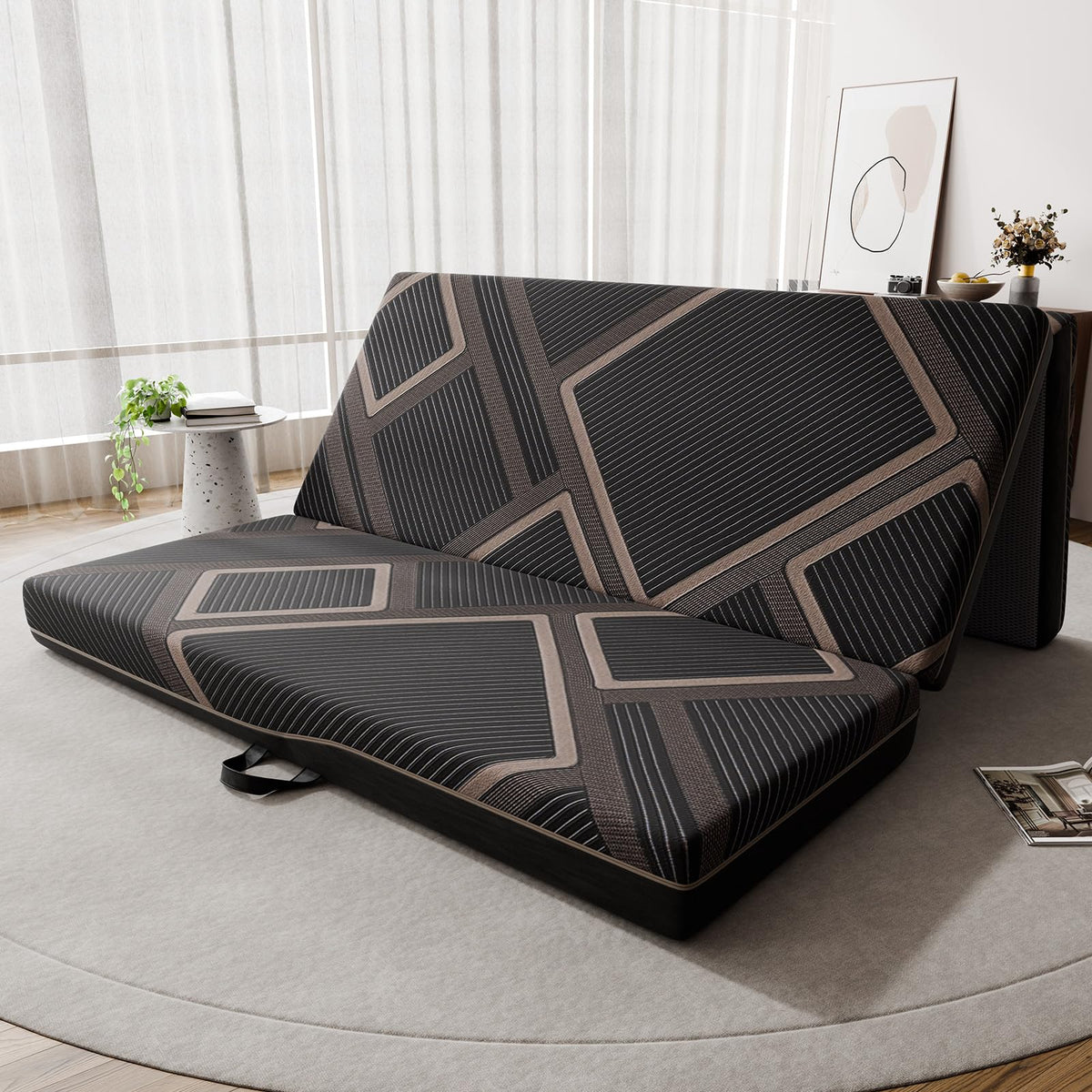 CozyMine Trifold Mattress Queen Size - 4 Inch Foldable Memory Foam Mattress, Washable Cover and Non-Slip Design, Portable Folding Floor Guest Bed Camping RV Travel Pad, Easy to Store, 78" x 58" x 4"