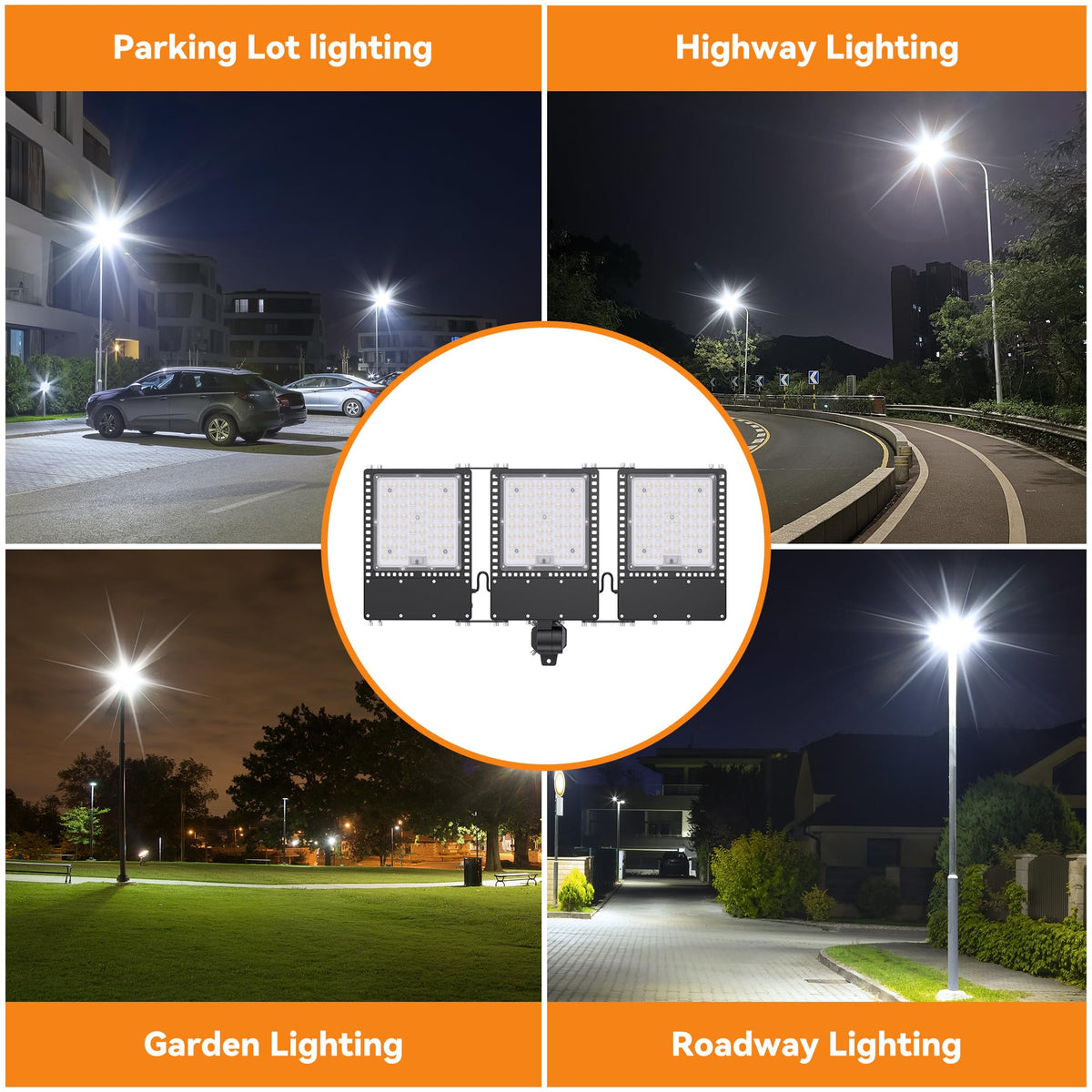 SOLLA 2025 New Upgraded 300W Dusk to Dawn LED Parking Lot Light 45000lm 5000K, ETL, AC85-277V, IP67 Waterproof Adjustable 3-Head Street Lights Outdoor, Pole & Wall-Mounted Flood Lights for Stadium
