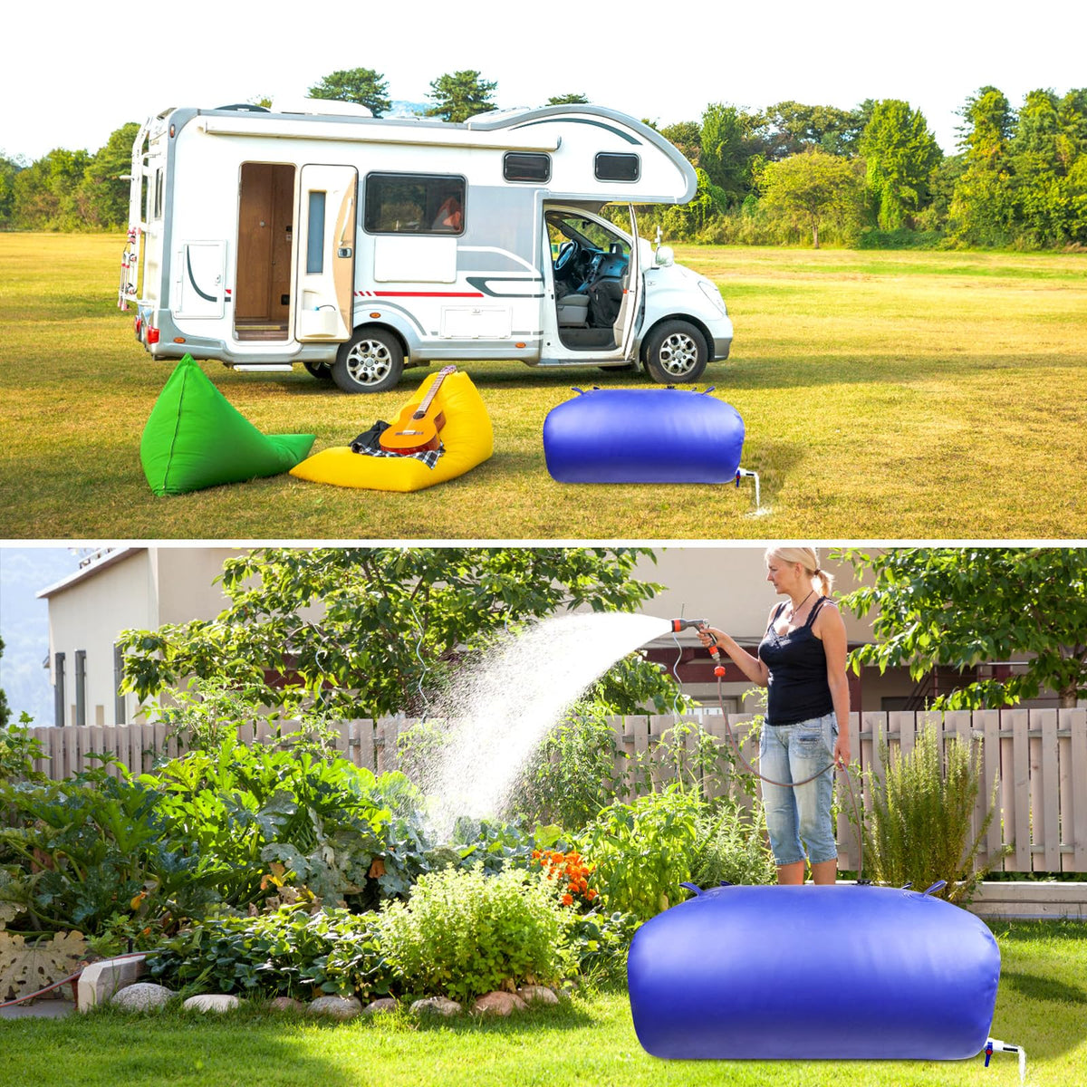 Water Storage Bladder Heavy Duty - Water Tank Foldable Water Storage Containers with Valve Soft Water Bag,Agricultural Water,Drought Resistance,Fire Prevention, Emergency Water, Blue