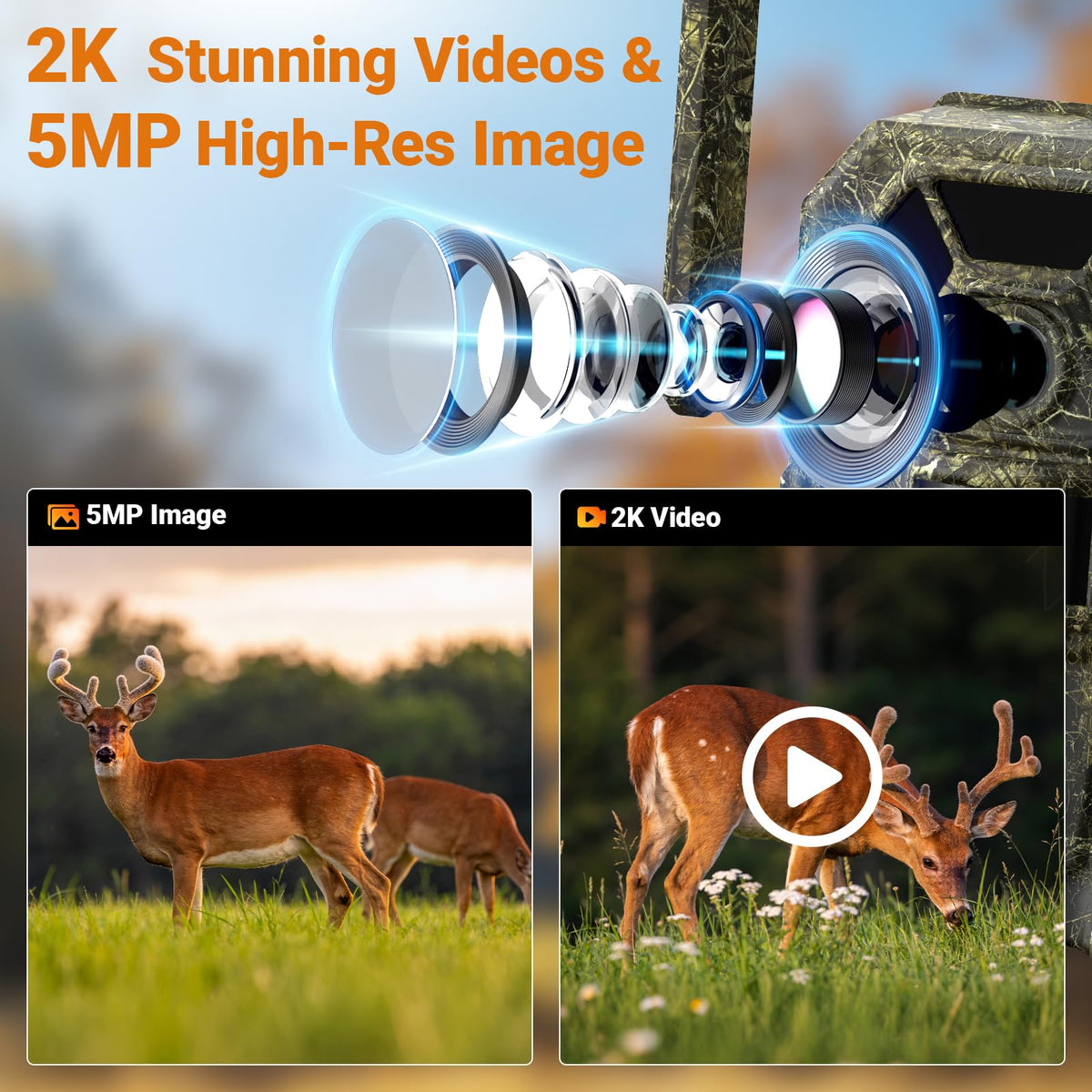 MagicEagle® Cellular Trail Camera 4G Wild Game Cameras 13,000 mAh Battery Solar Panel 2K Audible Video No-Glow IR Night Vision IP66 Waterproof for Wildlife Deer Monitoring Home Security (Green)