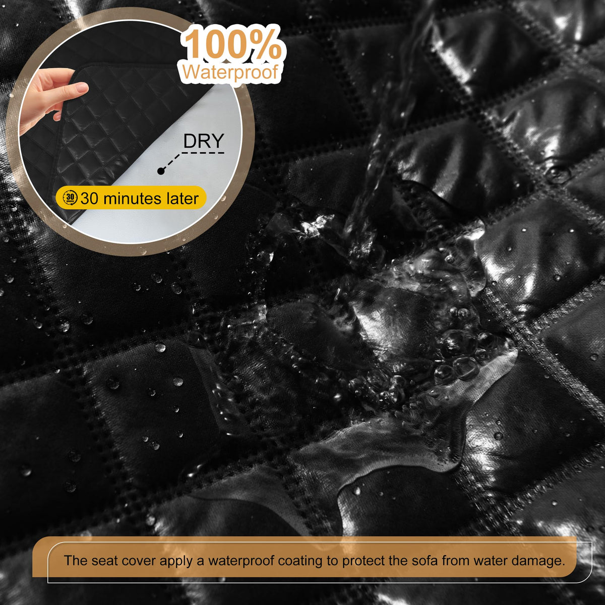 HDCAXKJ 100% Waterproof Reclining Sectional Couch Covers L Shape Recliner Sofa Cover Washable Quilted Soft Pet Dog Corner Recliner Slipcovers with Pockets (XL5 Seat and 1 Middle Console, Black)