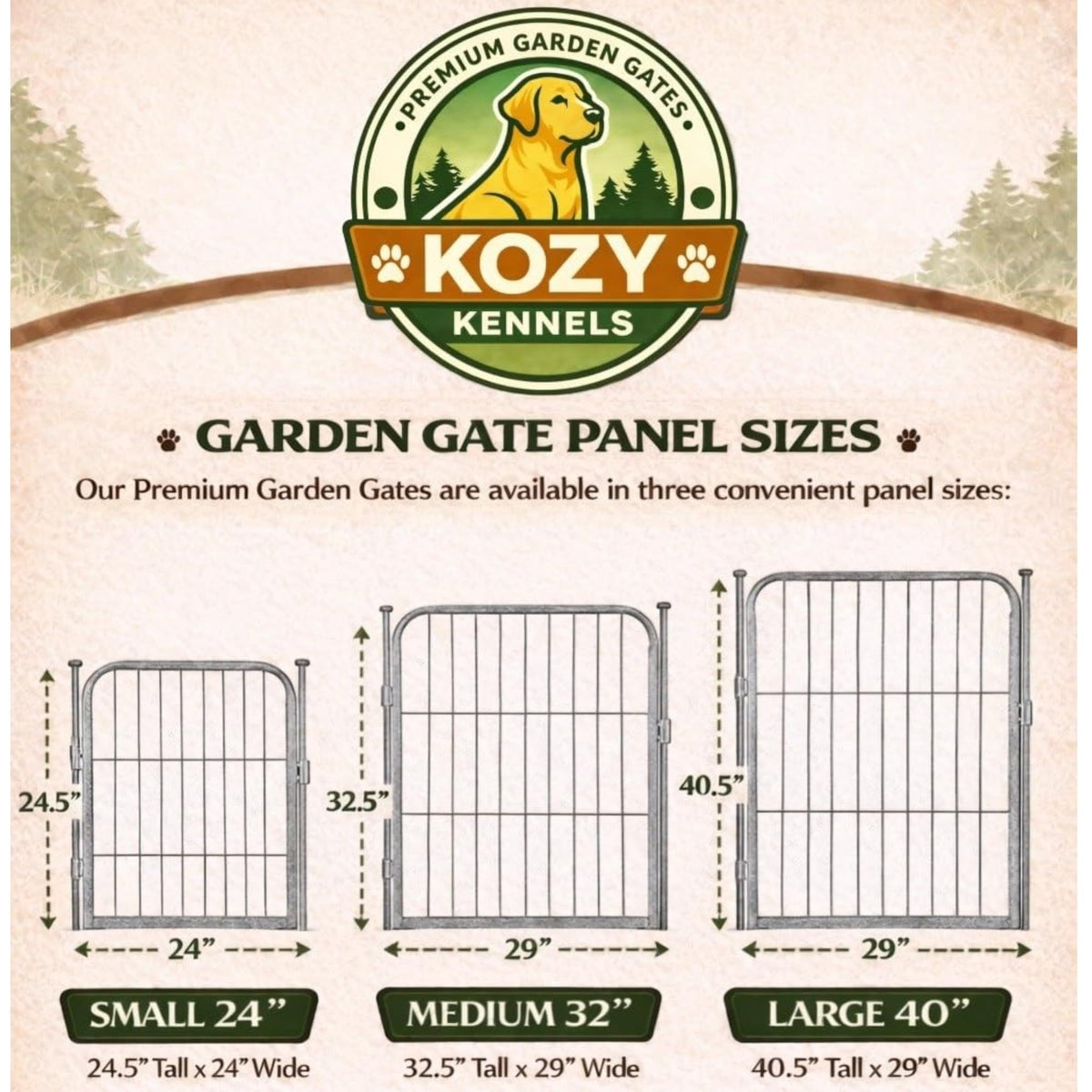 Kozy Kennels Decorative Outdoor Garden Fence - 40in, 8 Panels - Grey Heavy Duty Metal Fencing w/Anti-Rust Coating & Extra Wide Gate for Yard, Flower Bed Border, Dog & Animal Barrier
