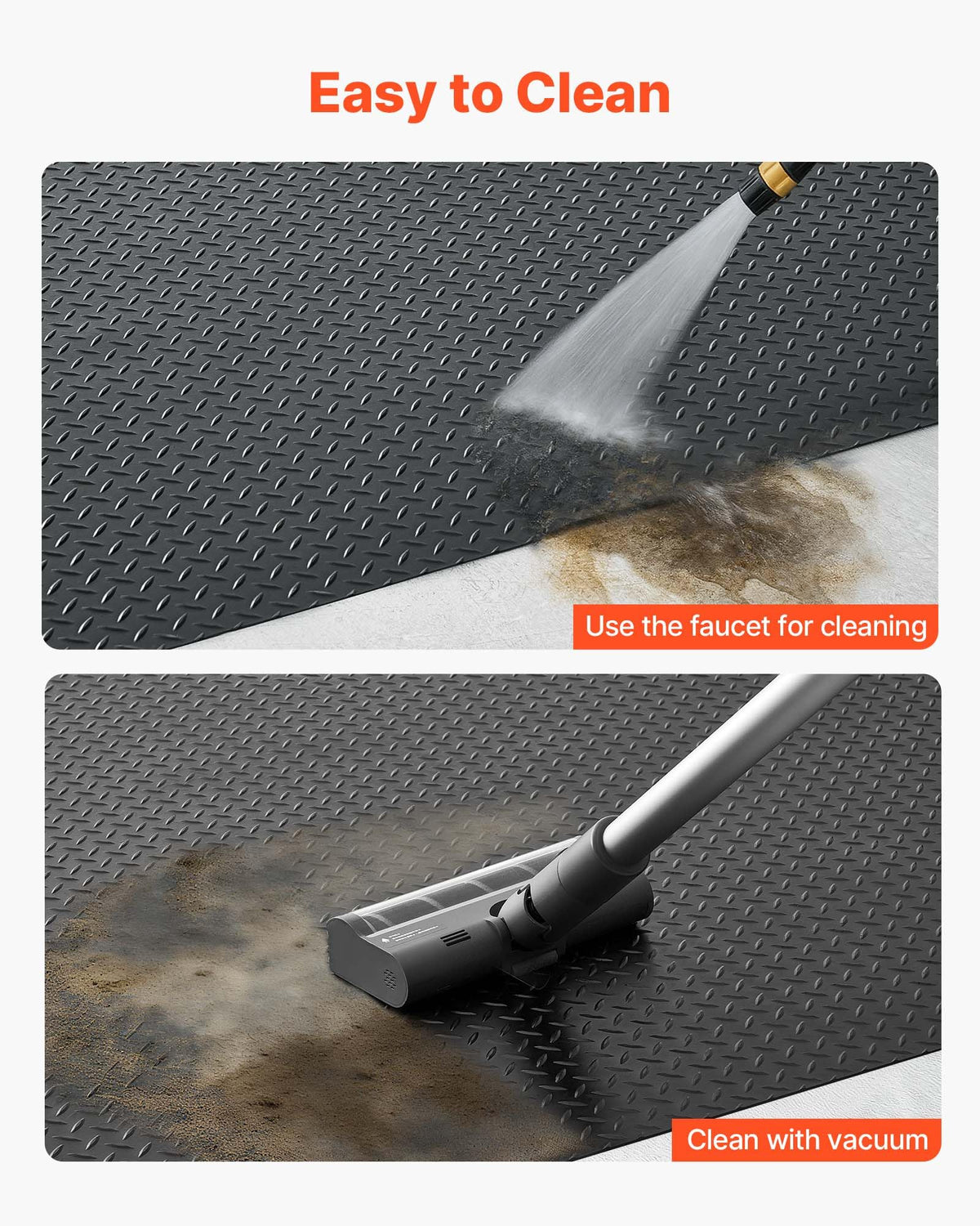 VEVOR Garage Floor Roll, 4 x 20 ft Garage Flooring Mat, 3 mm Thickened Rubber Diamond Plate Floor Protector Mat, Non-Slip, Wear-Resist, Waterproof, Easy to Clean for Warehouse, Gyms,Trailer, Black