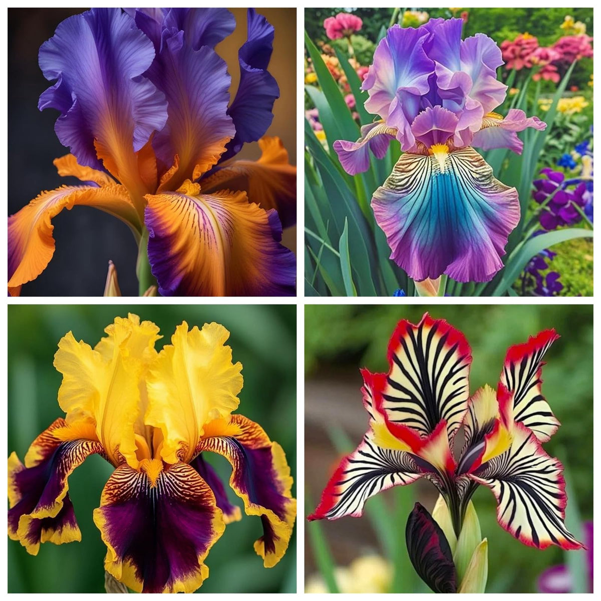 YIJKDSC Bearded Iris for Planting - Magical Hardy Balcony Rare Species, Simple to Grow, Ornamental Value f (6bulbs)