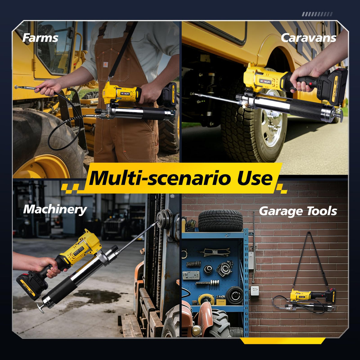 GEVEELIFE Electric Grease Gun - Equipped with 2×2000mAh Batteries, Fast Charger & 90° Swivel Coupler, 10,000 PSI - Works with Bulk & Cartridge Grease for Farm, Truck, Construction