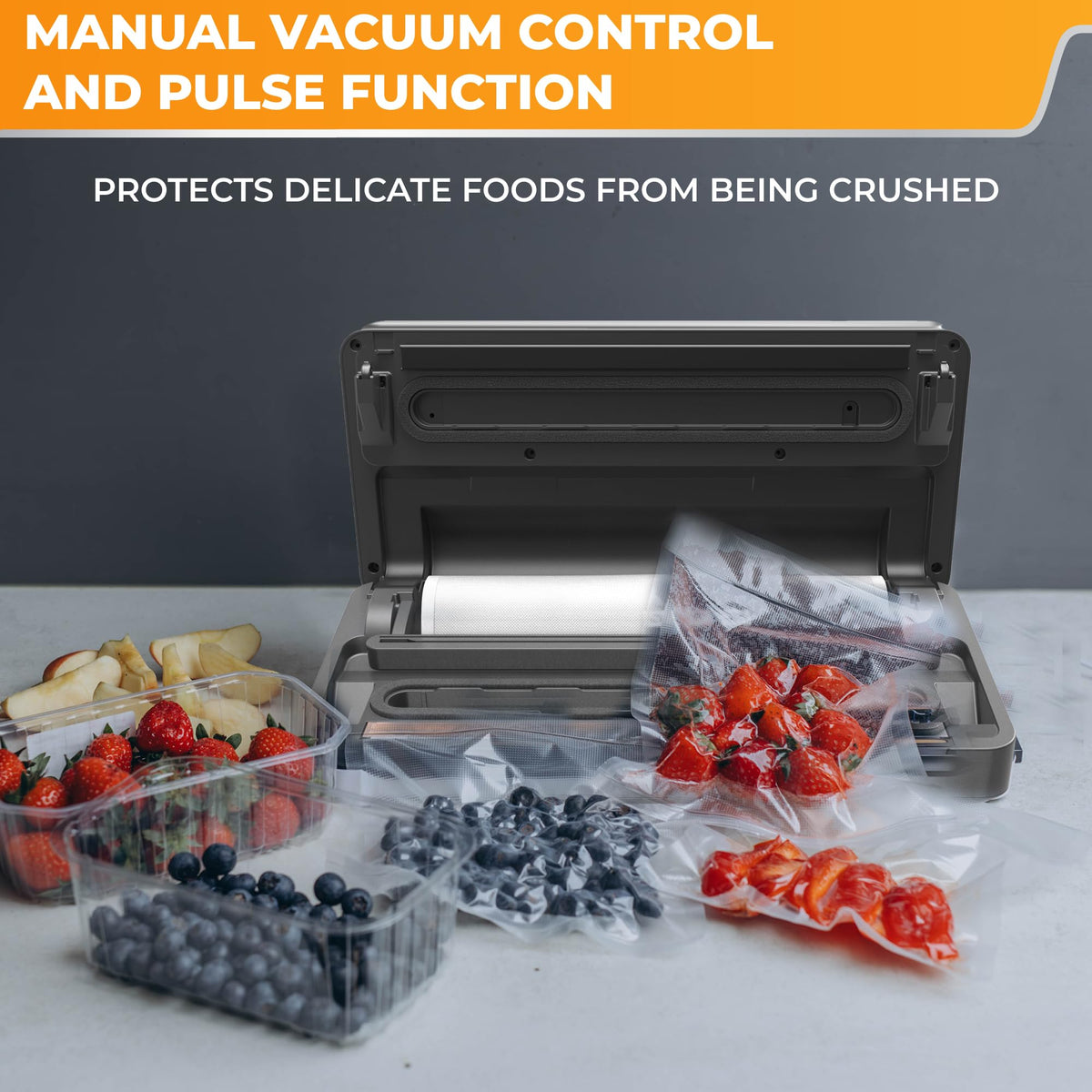 Anova Culinary Precision Vacuum Sealer Pro, Includes Large Bag Roll (19ft), Wet & Dry Dual Food Vacuum Sealer Machine for Sous Vide and Long-Term Storage, 2-Year Warranty