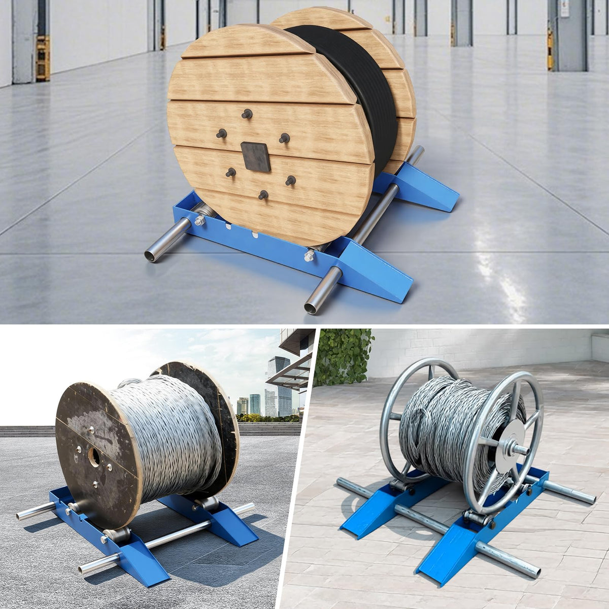 Cable Drum Roller, Heavy Duty Cable Caddy,Wire Unwinder Dispenser, Double Rail Wire Stand for Drum Reel Max 39.4in Width, 2 Ton