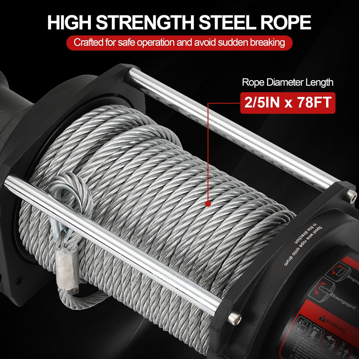 15000 LBS Hydraulic Winch for Tow Truck, Heavy Duty Recovery Winch with 2/5" x 78FT Steel Cable, BMR80 Motor 36:1 Gear Ratio Hydraulic Winch for Wreckers, Trailers & Vehicle Recovery