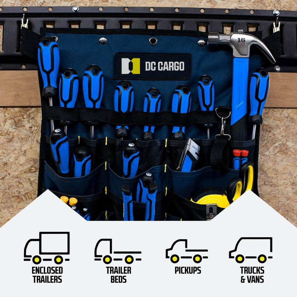 DC Cargo Mall E Track Tie Down Rail Kit 8' (5 Pack) for Garages, Vans, Trailers, Motorcycle Tie Downs, ATV Mountings - Powder-Coat Black - Secure Cargo & Heavy Loads Up to 2,000 lbs