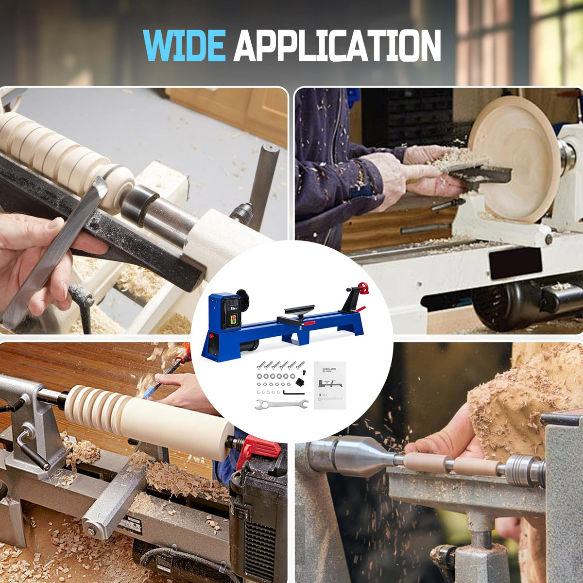 GarveeTech Wood Lathe, 14 in x 40 in, Power Wood Turning Lathe 400W, 4 Speed 1040/1480/2130/2980RPM, Benchtop Wood Lathe for High Speed Sanding and Polishing of Finished Work