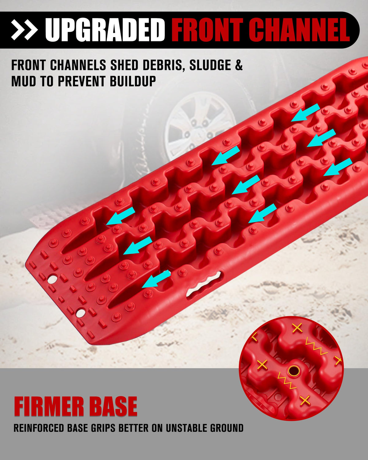 FieryRed Traction Boards Offroad, Recovery Boards with 2 Leashes and Carry Bag, Recovery Traction Board Mounting Kit