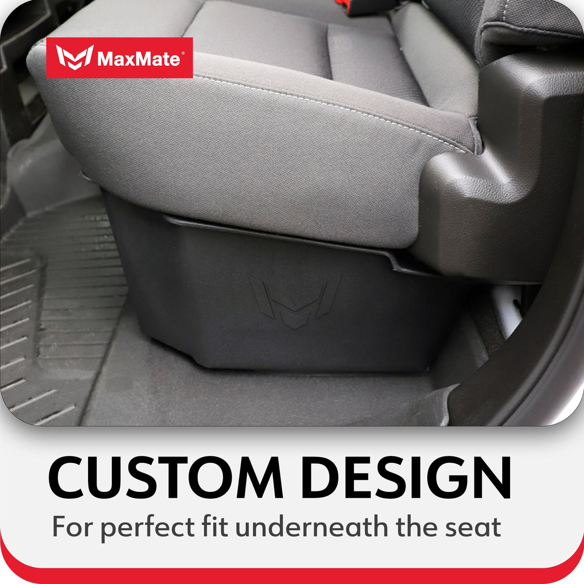 MaxMate Underseat Storage Box Compatible with 2014-2018 Chevy Silverado GMC Sierra 1500; 2015-2019 2500 3500HD Crew Cab, Rear Under Seat Extra Cargo Store Organizer | CB5C2238MX
