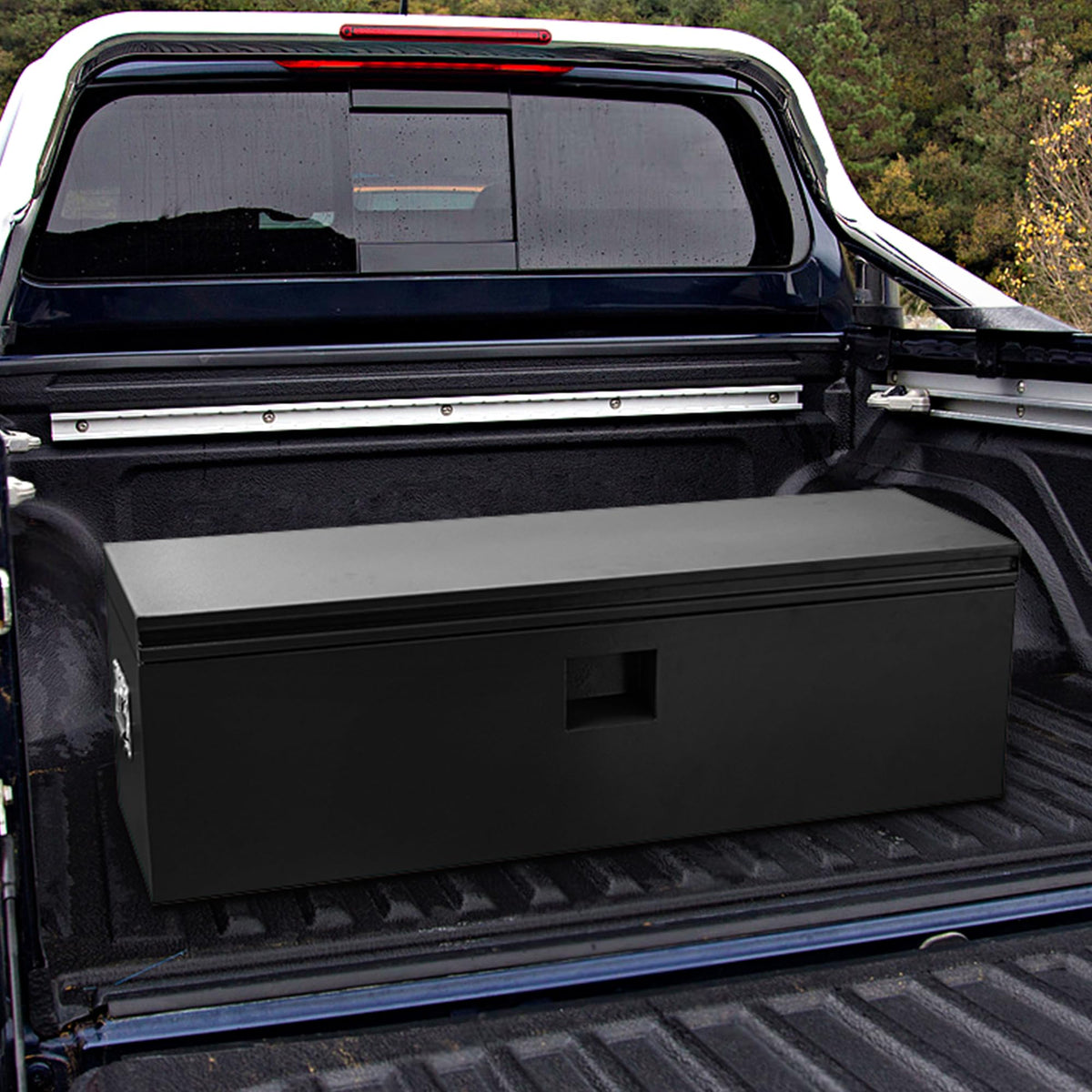 GarveeLife Heavy Duty Steel Truck Bed Tool Box – Weatherproof & Lockable Storage with Dual Gas-Shock Lids, Drill-Proof Security, Global Fit for Pickup, Trailer, RV – Secure Truck Bed Toolbox