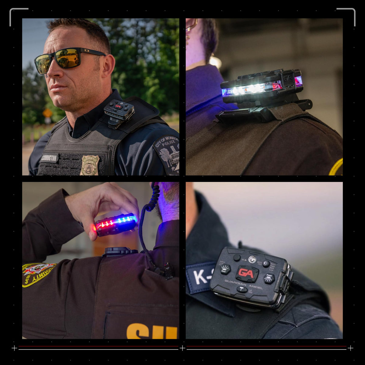Guardian Angel Law Enforcement Infrared Wearable Safety Light Bundle - Elite Series Red/Blue/White Infrared Light, Universal Mount, Epaulet Mount and Tether, Magnetic Mounting, Professional Grade