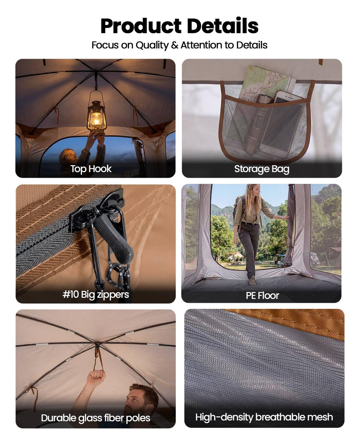 Porayhut Pop up Screen House Tent Sun Shelter with Breathable Mesh Doors,Portable Camping Tent with Detachable Waterproof Floor,10x10FT Screen Canopy Outdoor for Family Friends Party in Backyard,Park