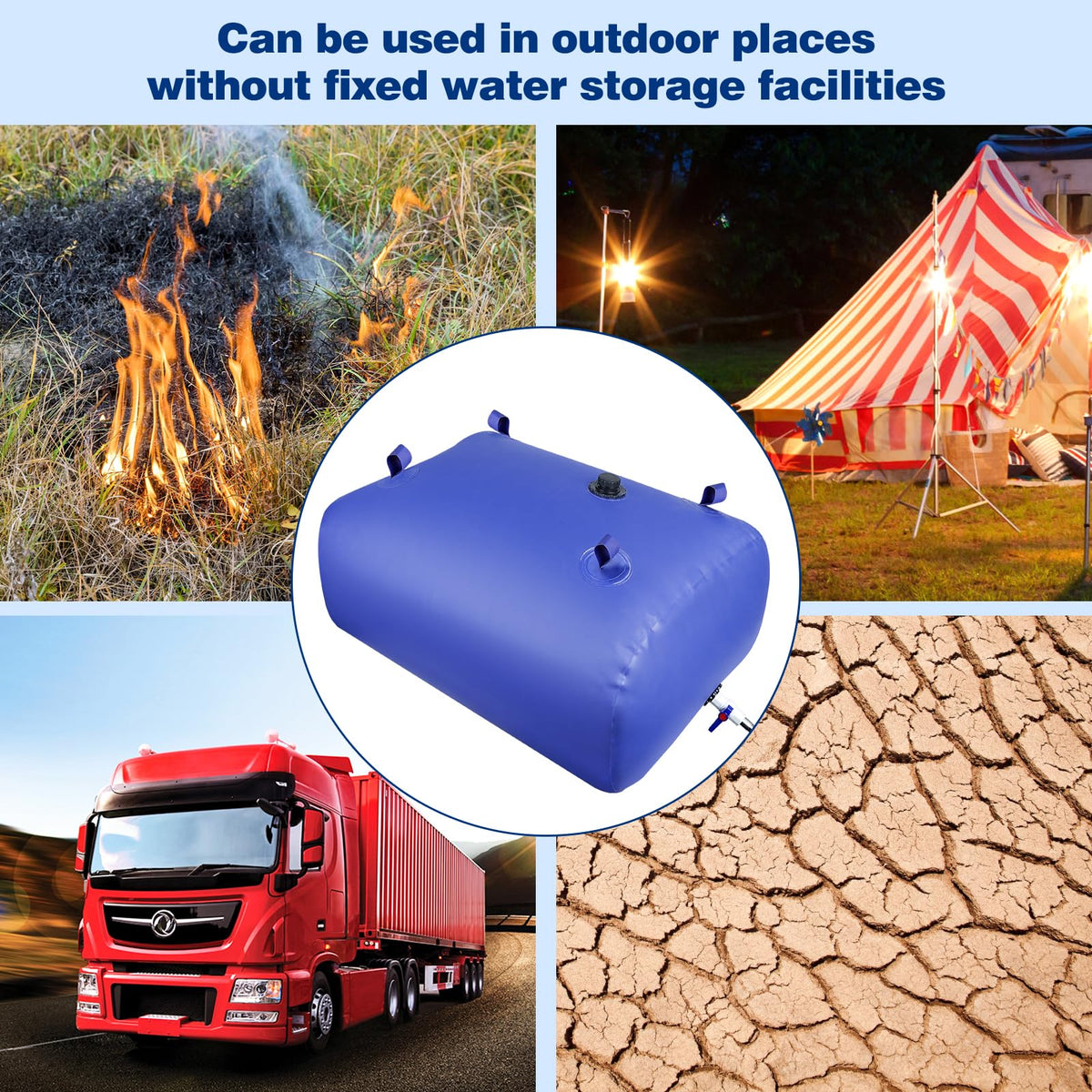 Water Storage Bladder Heavy Duty - Water Tank Foldable Water Storage Containers with Valve Soft Water Bag,Agricultural Water,Drought Resistance,Fire Prevention, Emergency Water, Blue