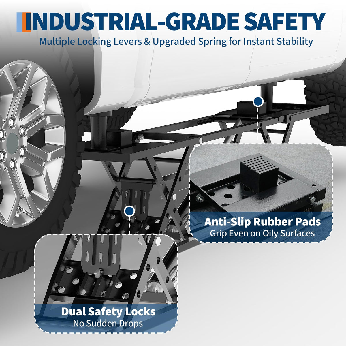GarveeTech Portable Car Lift 7000LBS, Heavy-Duty Carbon Steel Auto Lift Jack for Garage & Shop, Adjustable Height 6.26"-27", with Extension Plates & Safety Locks, Fits Trucks, SUVs, Sedans