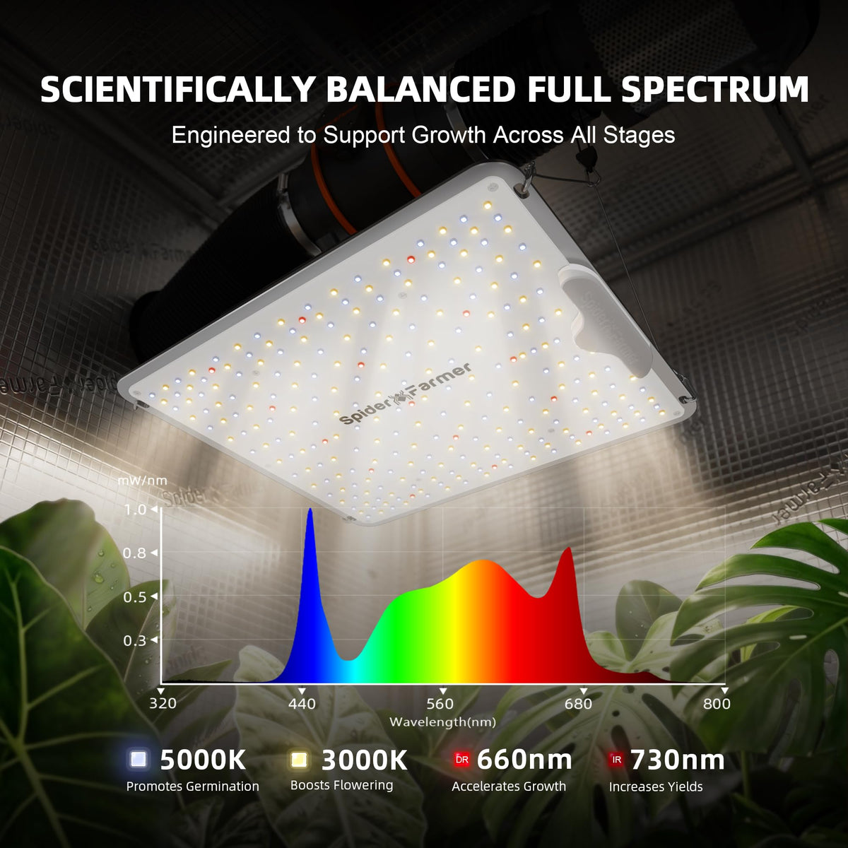 Spider Farmer SF1000-2Pack 200W LED Grow Light for Indoor Plants, Upgraded High Efficiency LEDs, Dimmable Full Spectrum High PPFD, Deep Penetration for Seed Starting/Vegetables/Bloom in 2x4 Grow Tent