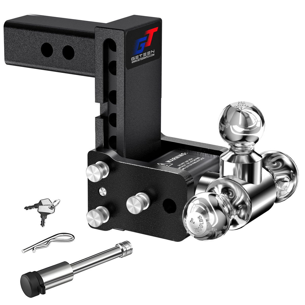 Geteen Trailer Hitches, Adjustable Trailer Hitch Ball Mount - Fits 2" Receiver, Tri-Ball (1-7/8" x 2" x 2-5/16"), 5" Drop, 10,000 GTW - GT20053B