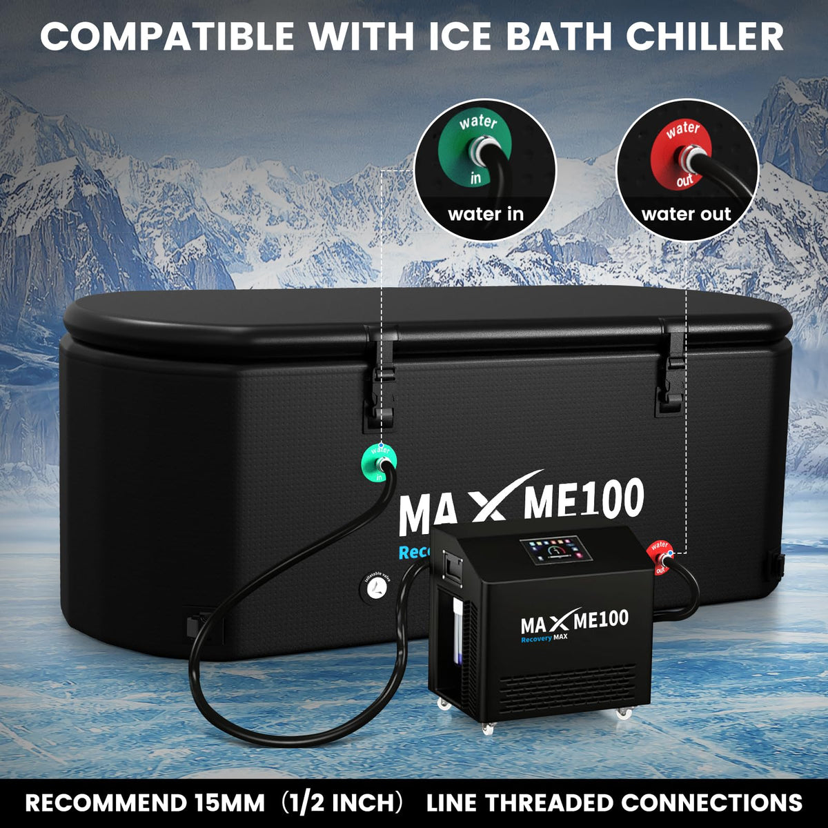 Ice Bath Cold Plunge Tub + None-Slip Step + Built-in Stainless Steel Ice Mold
