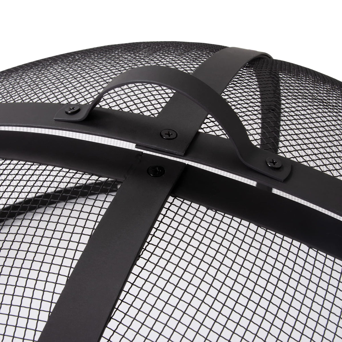 SUNCREAT Outdoor Fire Pit Spark Screen Cover Accessory, Patio Round Easy-Opening Fire Mesh Screen Guard, Heavy Duty Steel Fire Pit Ember Lid with Hinge, 32 Inch