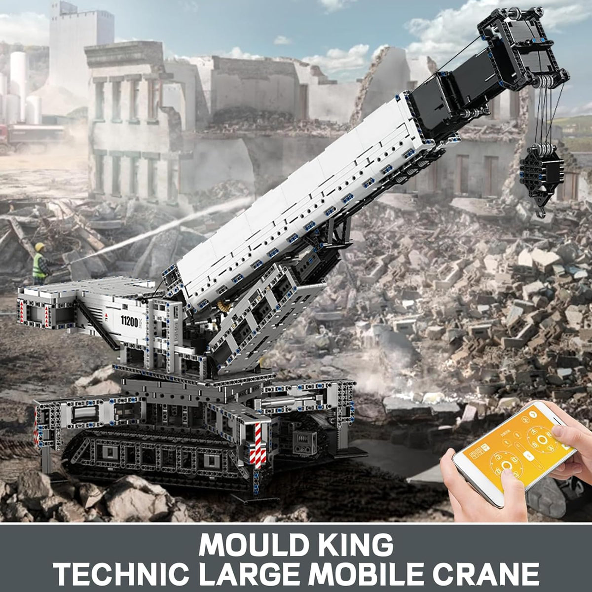 Mould King MOC Mobile Crane Truck Building Blocks Kits, Heavy-Duty Truck Sets to Build, APP Remote Control Large Engineering Crane, Construction Vehicles Model for Adults (4000 Pieces)