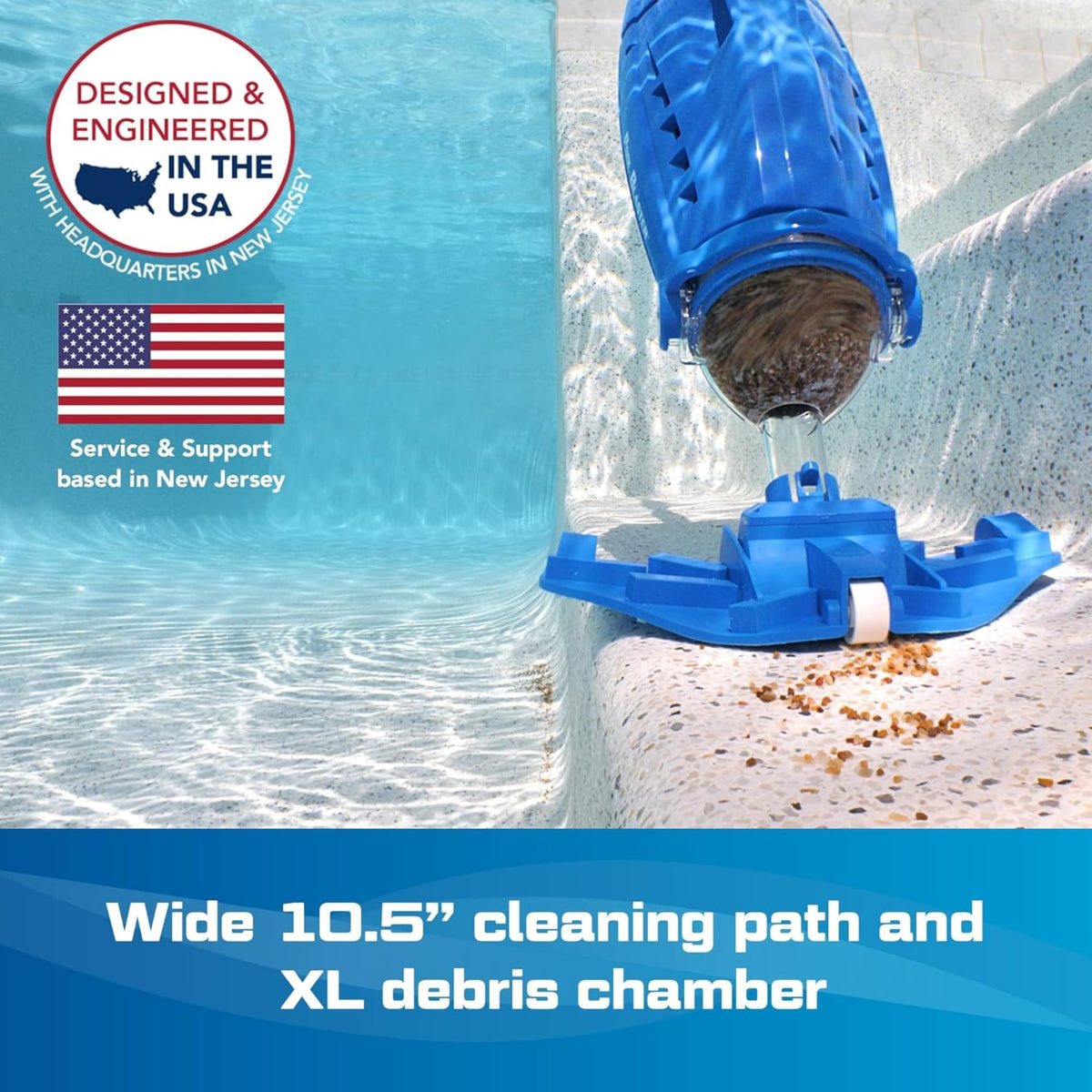 POOL BLASTER Millennium Cordless Pool Vacuum for Above Ground Pools w/Pole Set, High Capacity, Strong Suction, Handheld Rechargeable Swimming Pool Vacuum for Inground Pools, Hoseless, by Water Tech