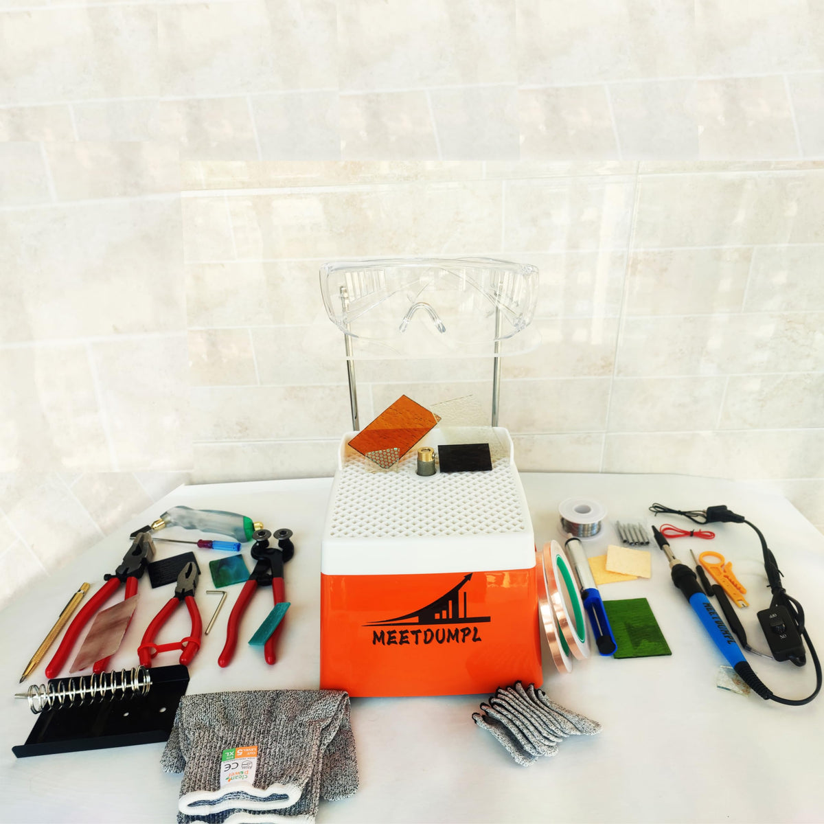 MEETDUMPL Stained Glass Kit，Stained Glass Kits for Adults，Glass Grinder，Stained Glass Grinder，5/8" + 1" Diamond Grinder Bit,100W Soldering Iron Kit,Glass Cutter Tool Kit（Patent has been registered）(7)