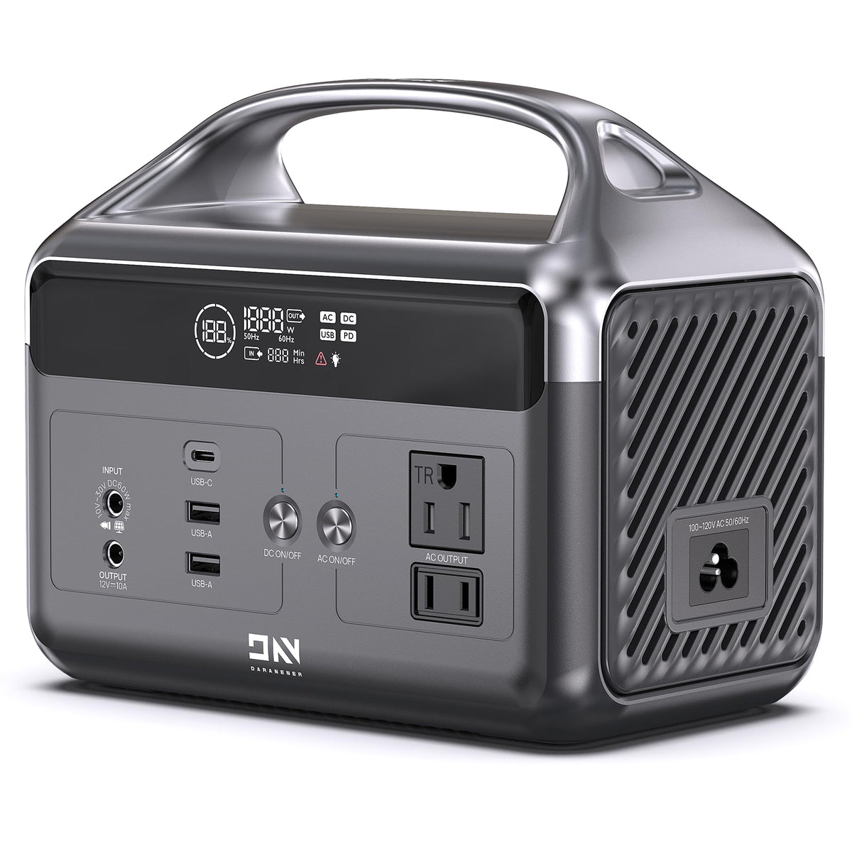 DaranEner Portable Power Station, 192Wh LiFePO4 Battery Backup Solar Generator with w/2 300W (Peak 600W) AC Outlets, USB-C PD 60W Fast Charge, Power Bank for Camping, Outdoor, Home,Emergency