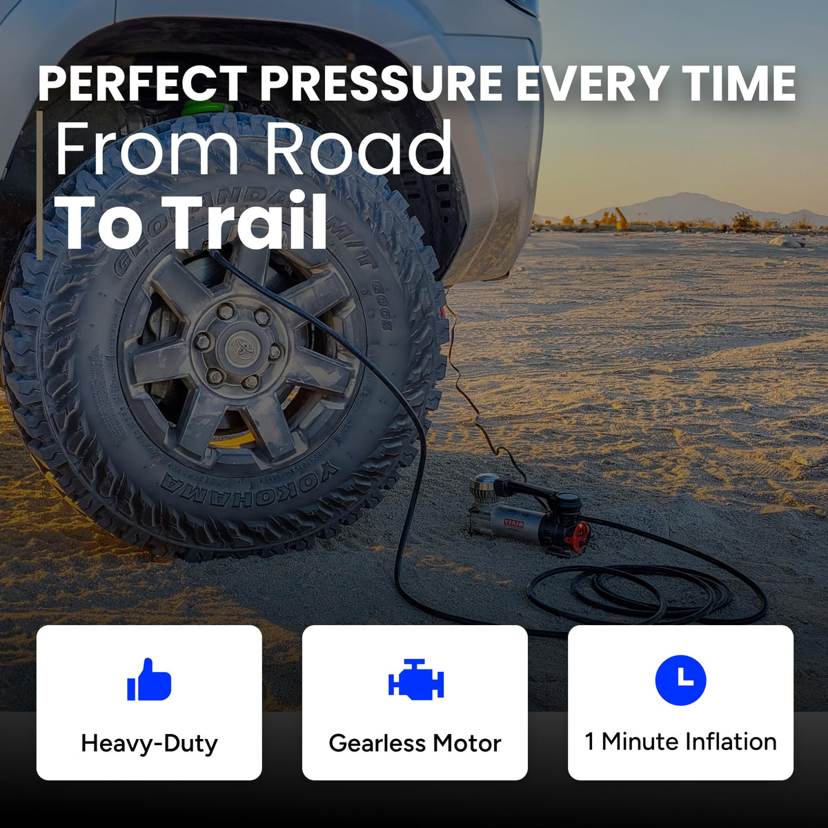 VIAIR Digital EVC88P7 - Portable Air Compressor Tire Inflator for Car, Truck, SUV & RV | Preset Automatic Shut Off Feature | 7-Way Trailer Connector Plug