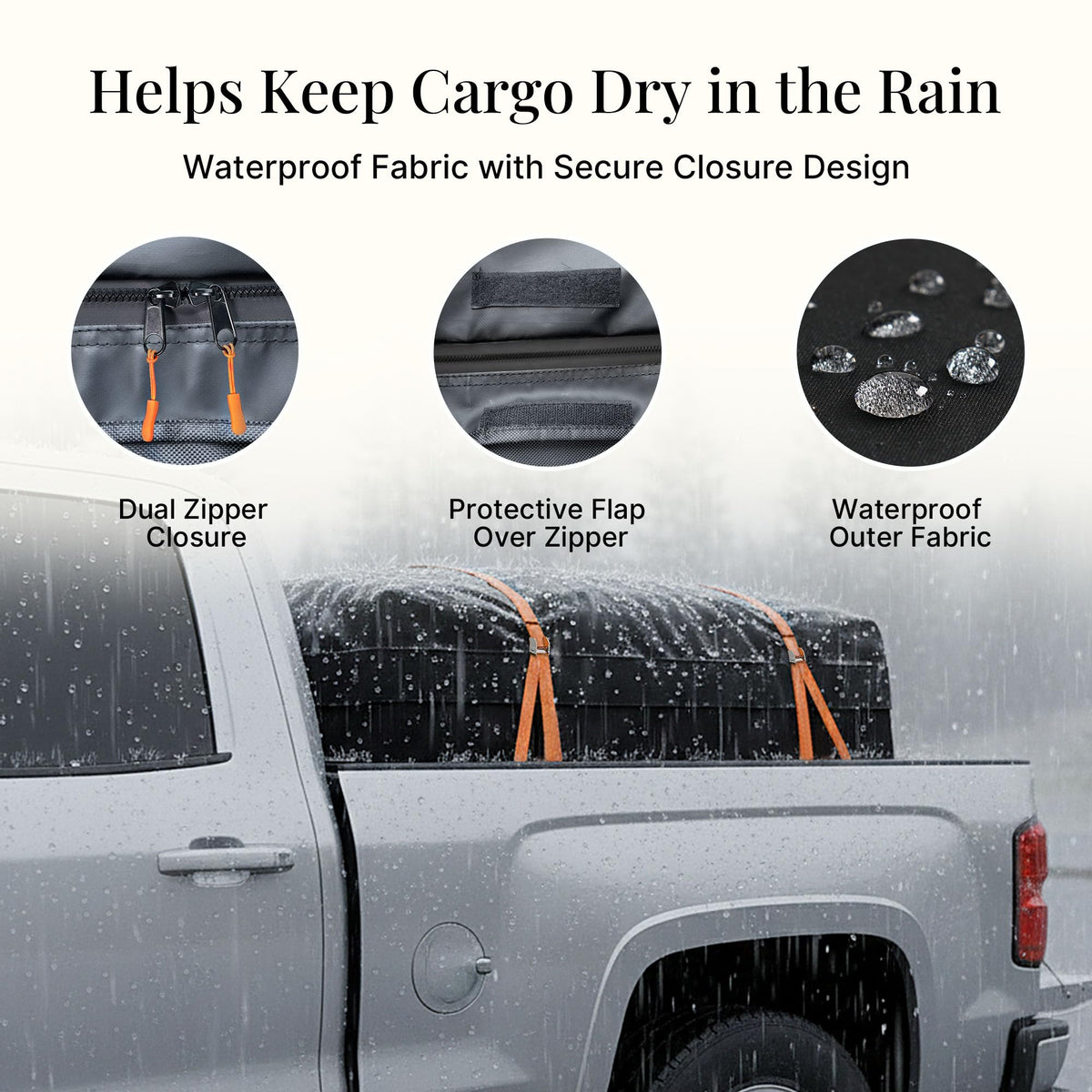iBirdie Truck Bed Cargo Bag, 32 Cubic Feet Waterproof Storage Box, 1200D Heavy Duty, Size 60'' × 37'' × 25'', Foldable Soft-Shell Cargo Organizer with Straps