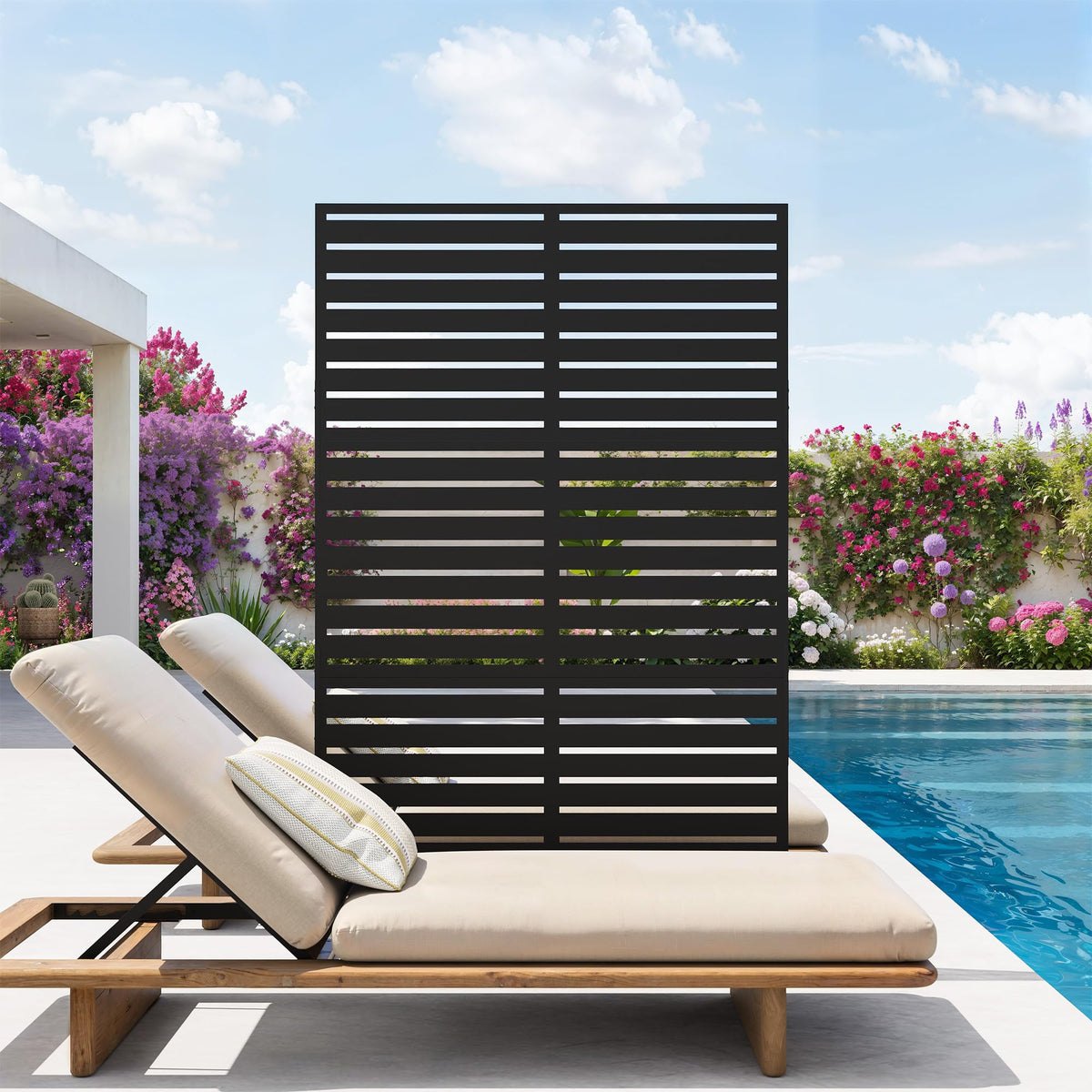 GarveeLife Outdoor Metal Privacy Screen, Freestanding Decorative Privacy Screen & Panels with Stable Stand, 72" h x 47" w Garden Private Screens, for Patio Backyard Deck Indoor Outdoor