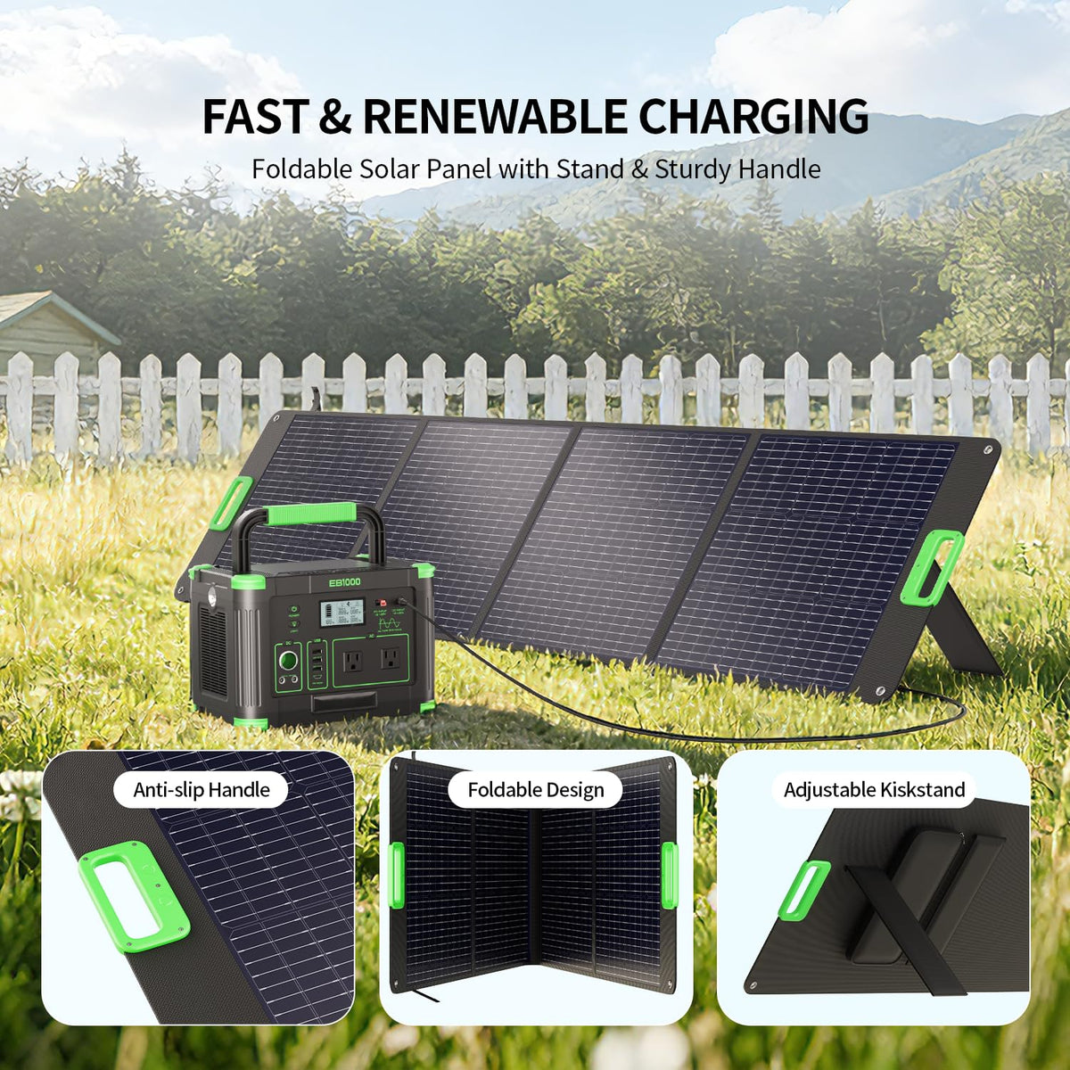 200W Portable Solar Panel Charger with 4 Kickstands, IP65 Waterproof Foldable Solar Charger Kit with DC XT60 & Anderson Outputs for Power Stations, Outdoor RV Camping, and Emergency Blackout