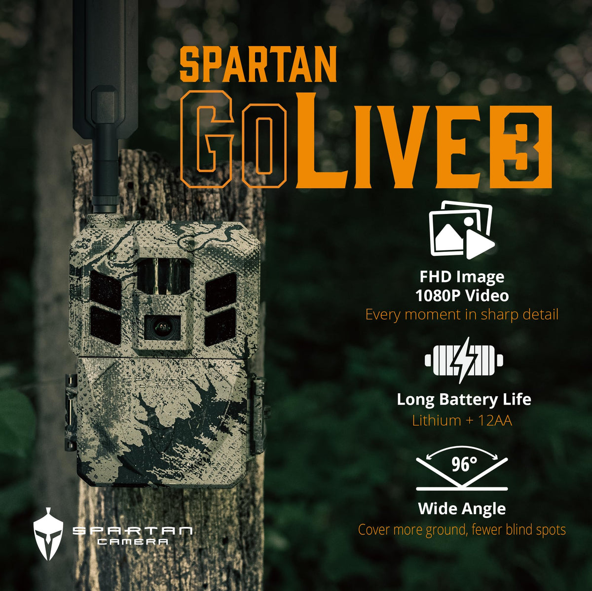 Spartan Camera 2 Pack GoLive3 Hunting Trail Camera, Live Streaming, 96° Wide Angle, Motion Activated, On-Demand FHD Photos and 1080p Videos, Built-in Lithium Battery,Blackout IR Flash,GPS,Weatherproof