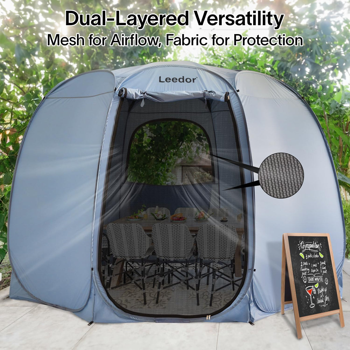 Leedor® Screened Camping Tent, 10x10ft Pop Up Design 4-6 Person Weatherproof Screen House Tent Waterproof Fabric and Breathable Roll-Up Mesh Doors Windows for Backyard, Picnic, Party