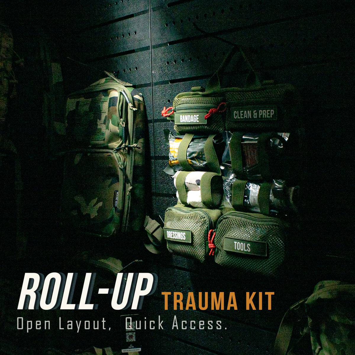 EVERLIT Roll Up Trauma First Aid Kit with CAT Tourniquet-Tactical IFAK Emergency Medical Kit for Outdoor, Vehicle & Home Preparedness-Quick Release Molle Bag for First Responders (Coyote Brown)