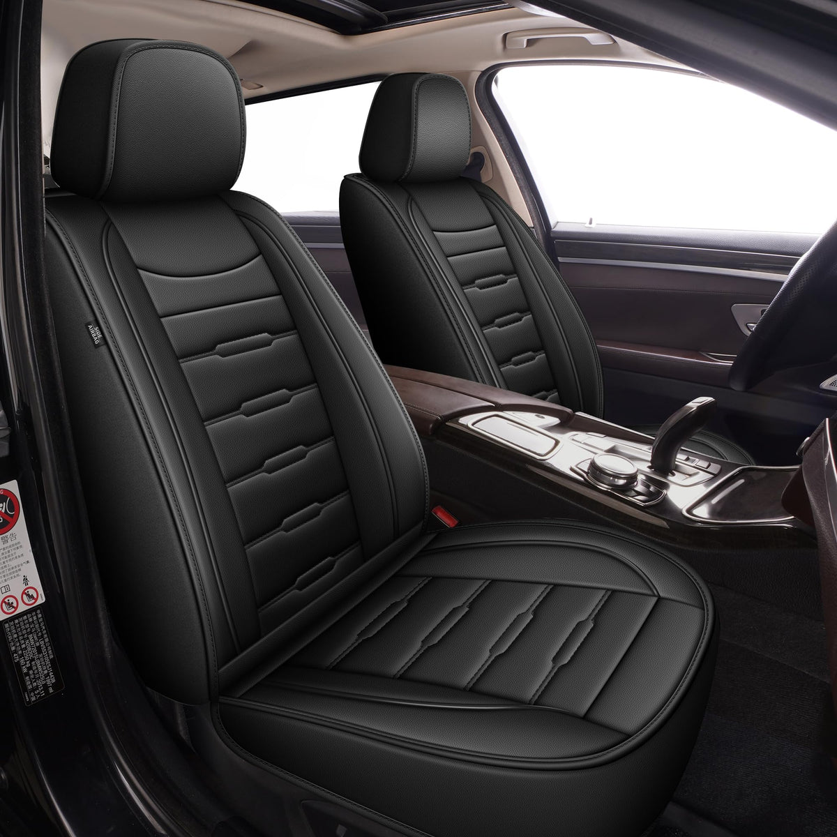 AOMSAZTO Leather Seat Covers Full Set Fit for Jeep Compass 2012-2026,Waterproof Faux Leather Seat Protectors for 5-Seat Vehicles(Black)
