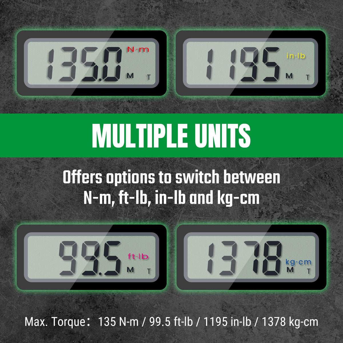 SK 3/8" Drive Digital Torque Wrench, 6.8 to 135 N-M, LED Display, Four Units of Measure & Flash Notification