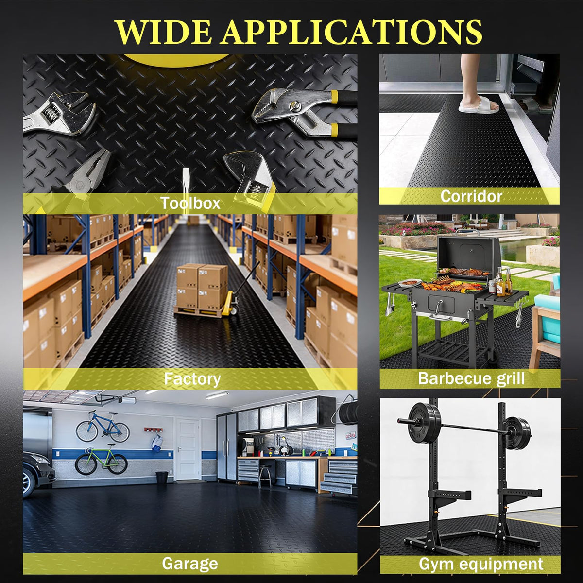 StellarStar 4x25 FT Garage Floor Mat, 2.8mm Thickened PVC Diamond Plate Garage Mat with 20PCS Tapes, Rubber Flooring Rolls for Under Car, Non-Slip Rubber Motorcycle Mat for Golf Cart, Trailer, Black