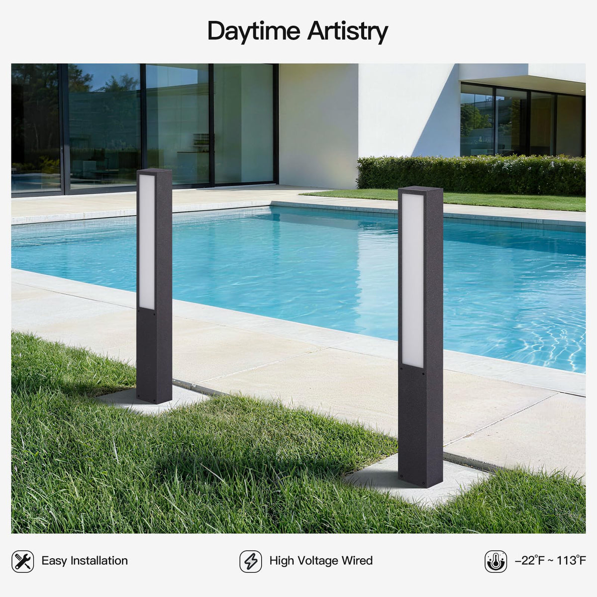 MVBT 39.4" Landscape Path Lights, AC100-240V Outdoor Pathway Lights Wired, Bollard Light IP65 Waterproof, Modern Driveway Light, LED Bollard Landscape Lighting Walkway Lamp for Lawn Patio Garden Yard