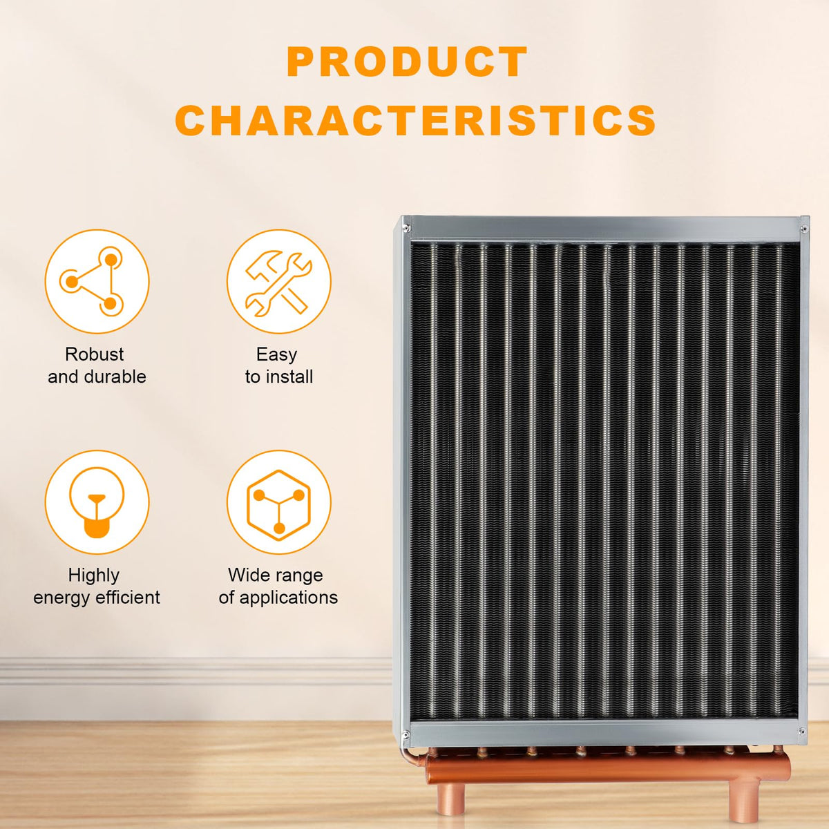 16x18 Heat Exchanger Water To Air With Copper Ports for Hot Air Wood Furnace Plenum And Hydronic Heating