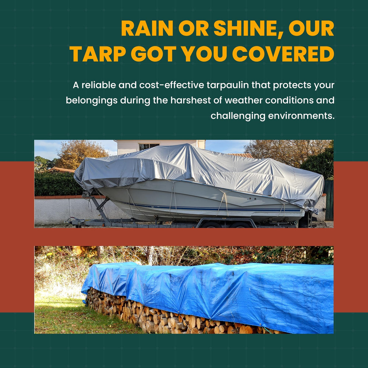 Large Waterproof Tarp - Heavy Duty 20 Mil Thick Poly Tarpaulin Ideal for Canopy Tents, Boats, RV or Pool Covers - Multipurpose Protective Tarps with Grommets for Indoor and Outdoor Use | 24' x 36'