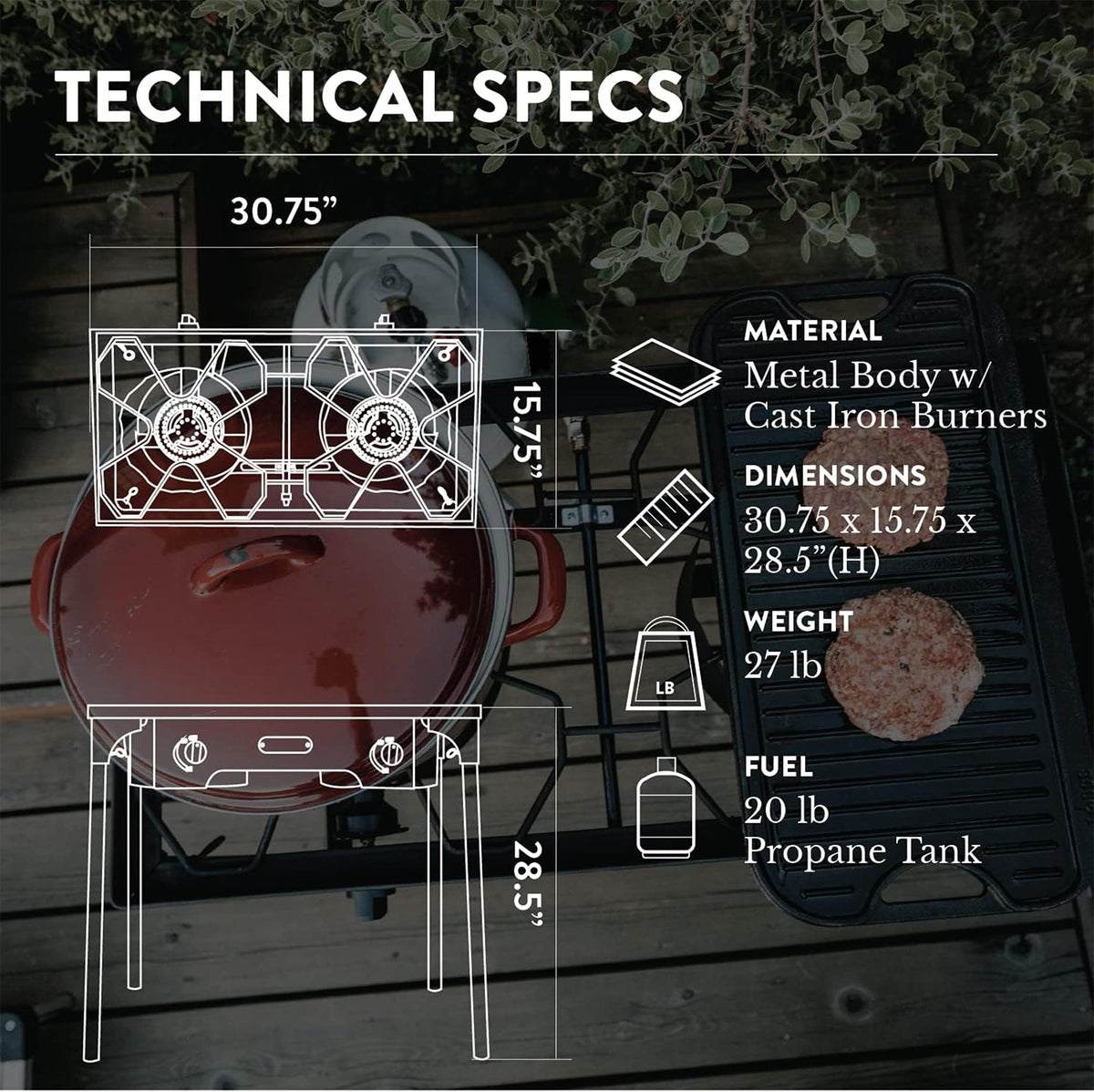 GasOne Two Burner Propane Camp Stove with Carry Bag Outdoor High Pressure Propane Double Burner
